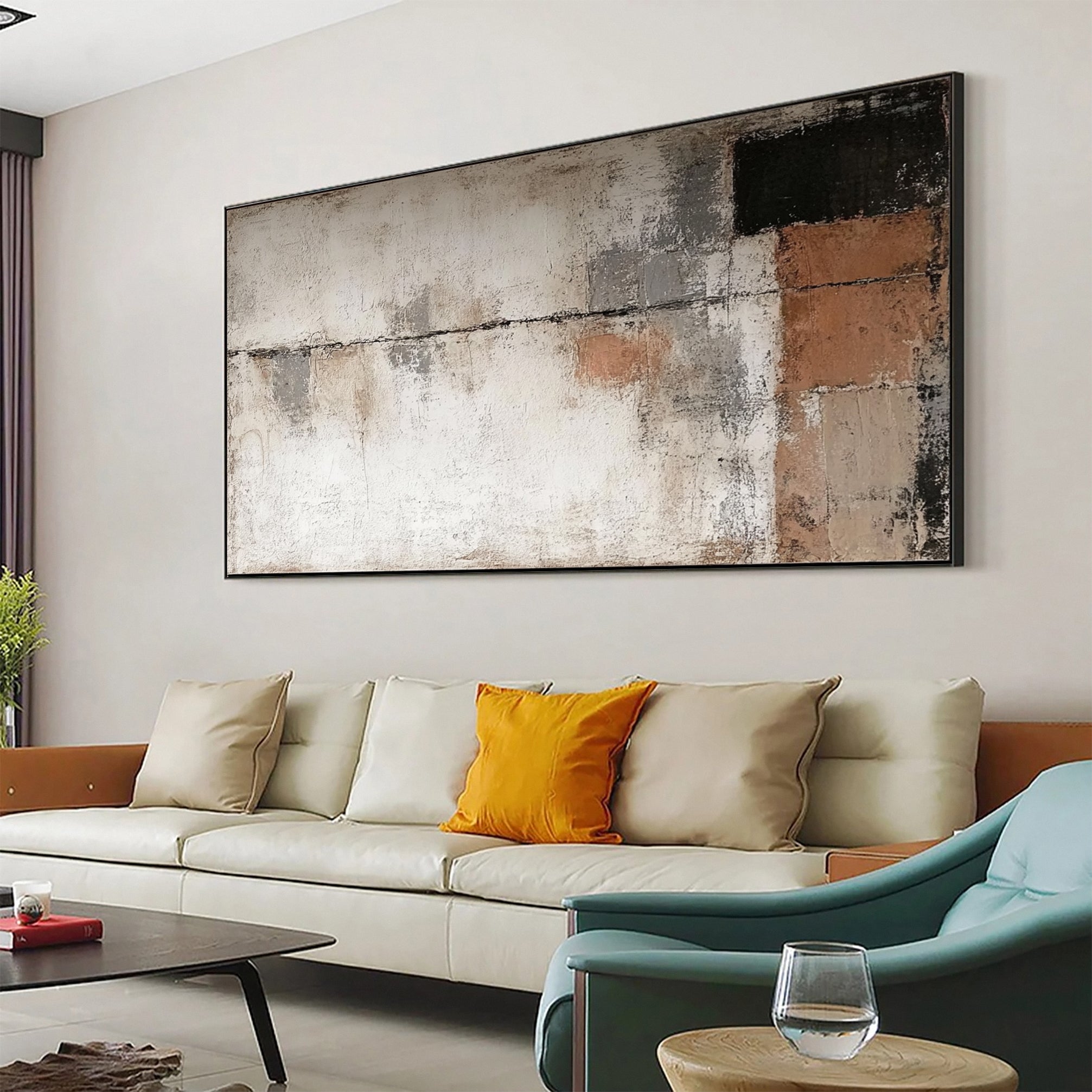 Metallic Horizons Large Contemporary Abstract Painting #AP 057