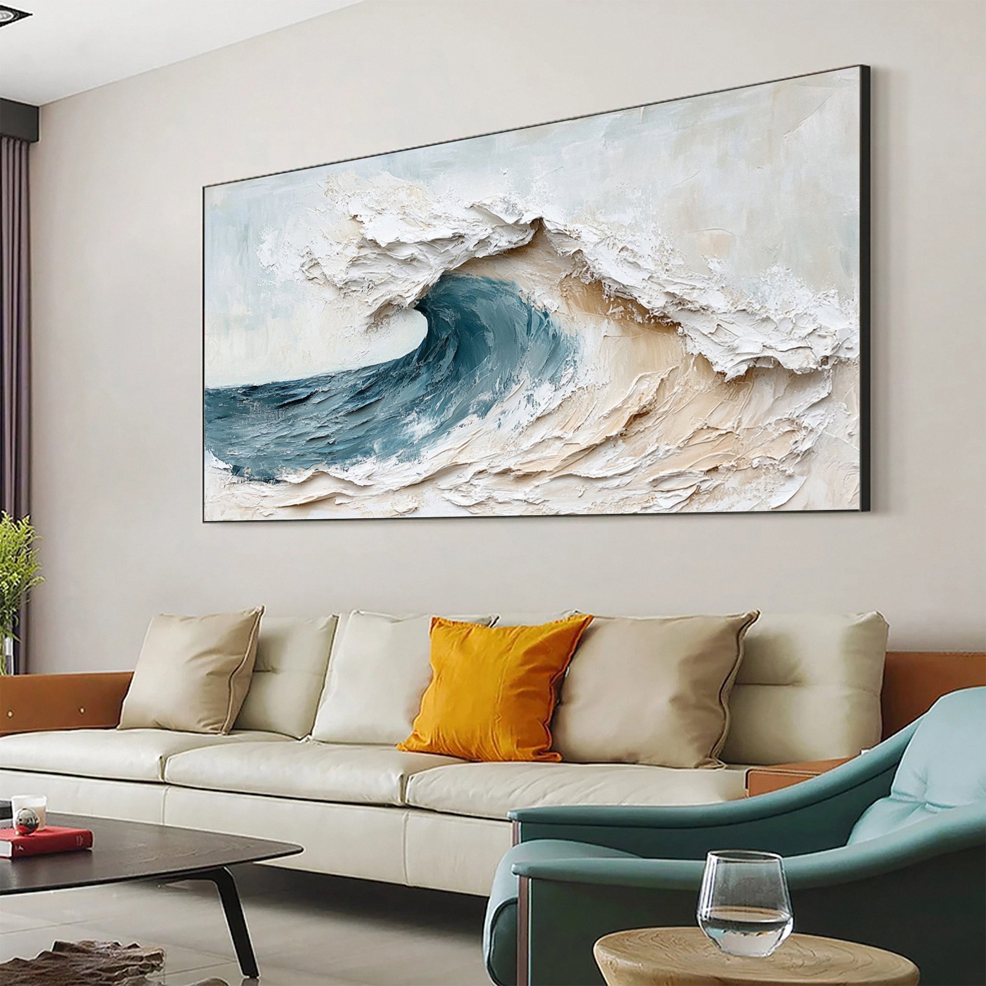 Abstract Seascape Canvas Textured Waves for Elegant Interiors #OS 019