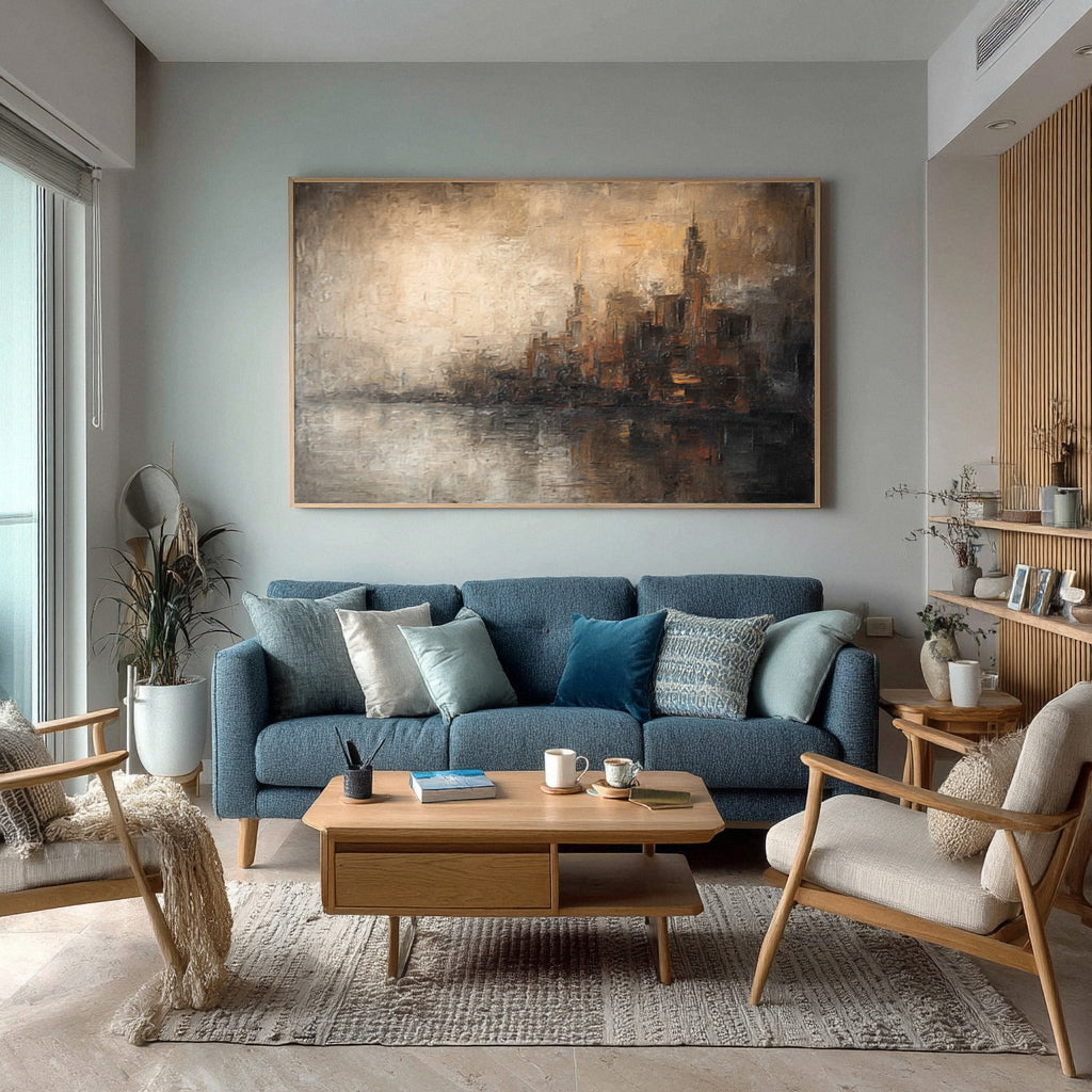 Modern Abstract Canvas: Earth Tones & Gold Accents #AG 019