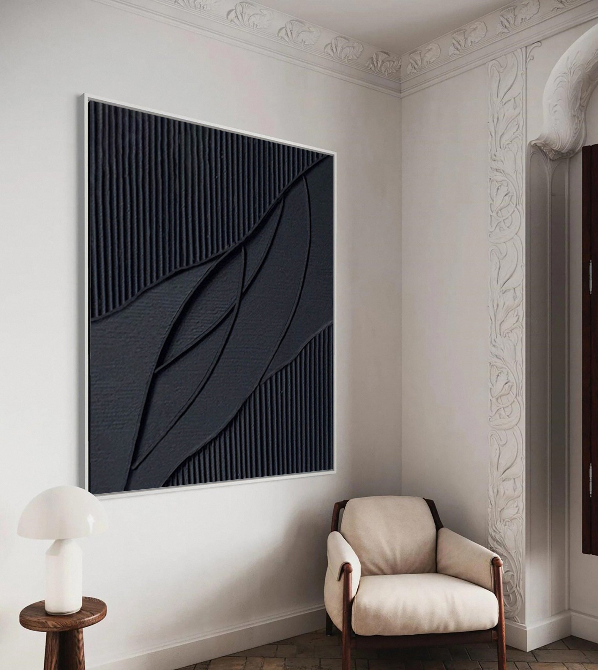 Sleek Elegance Contemporary Large Black Textured Wall Art #MMA 115