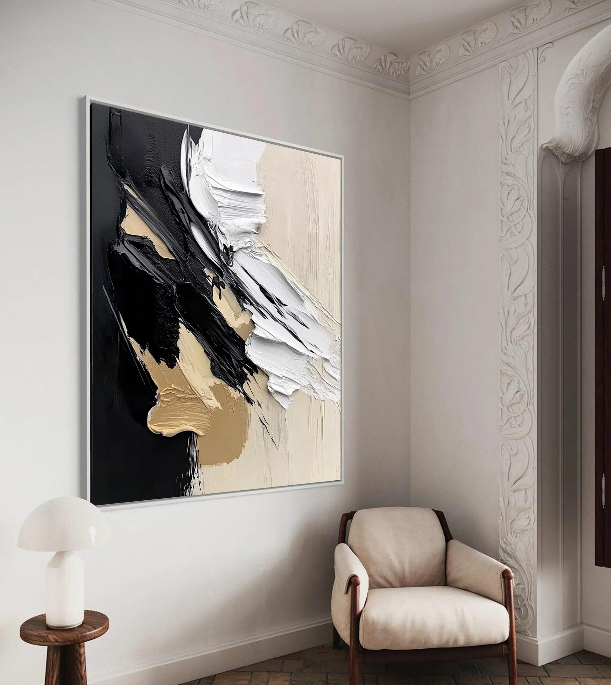 Modern Contrast Bold Abstract Canvas Art #MMA 152