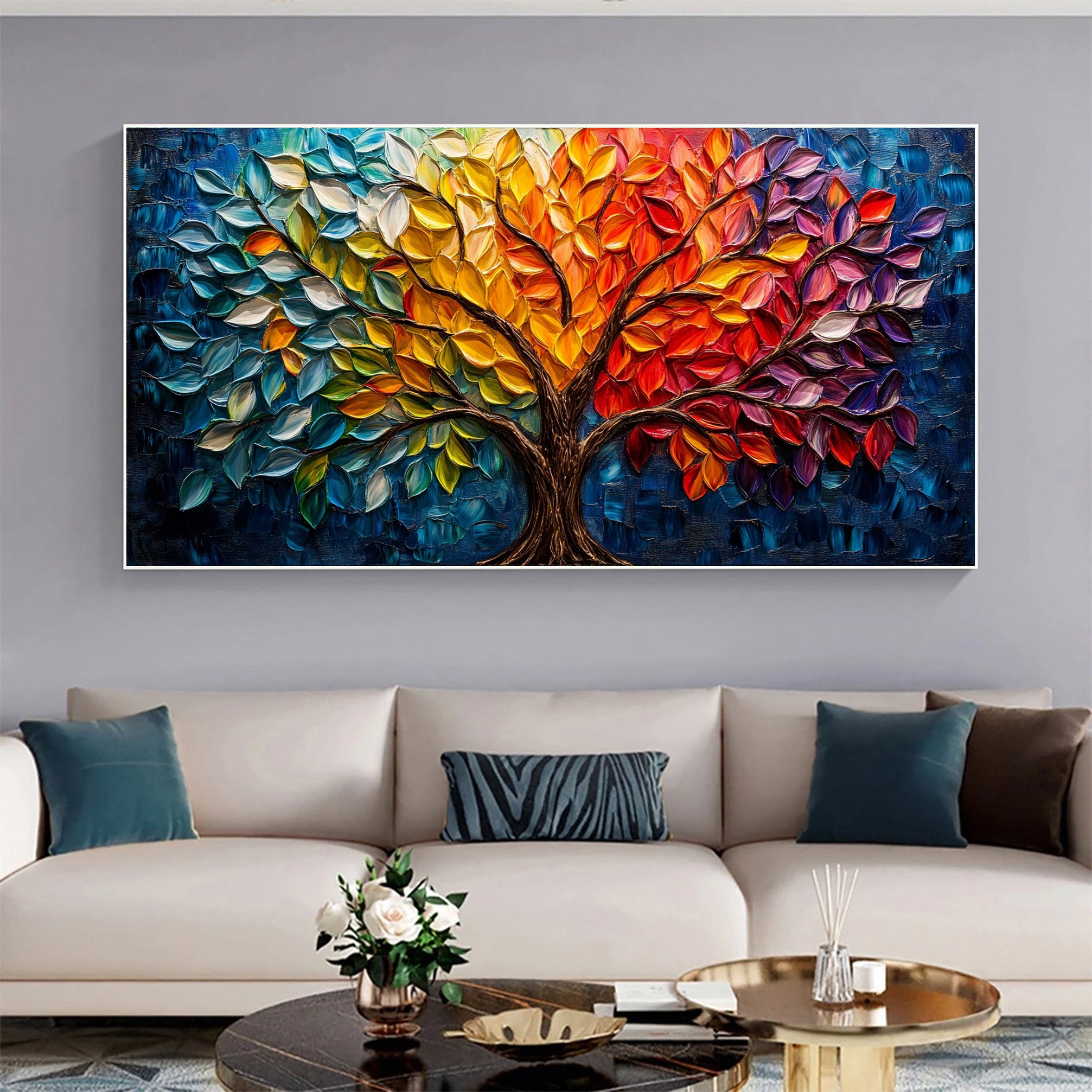 Modern Large Colorful Tree Wall Art #FT 026