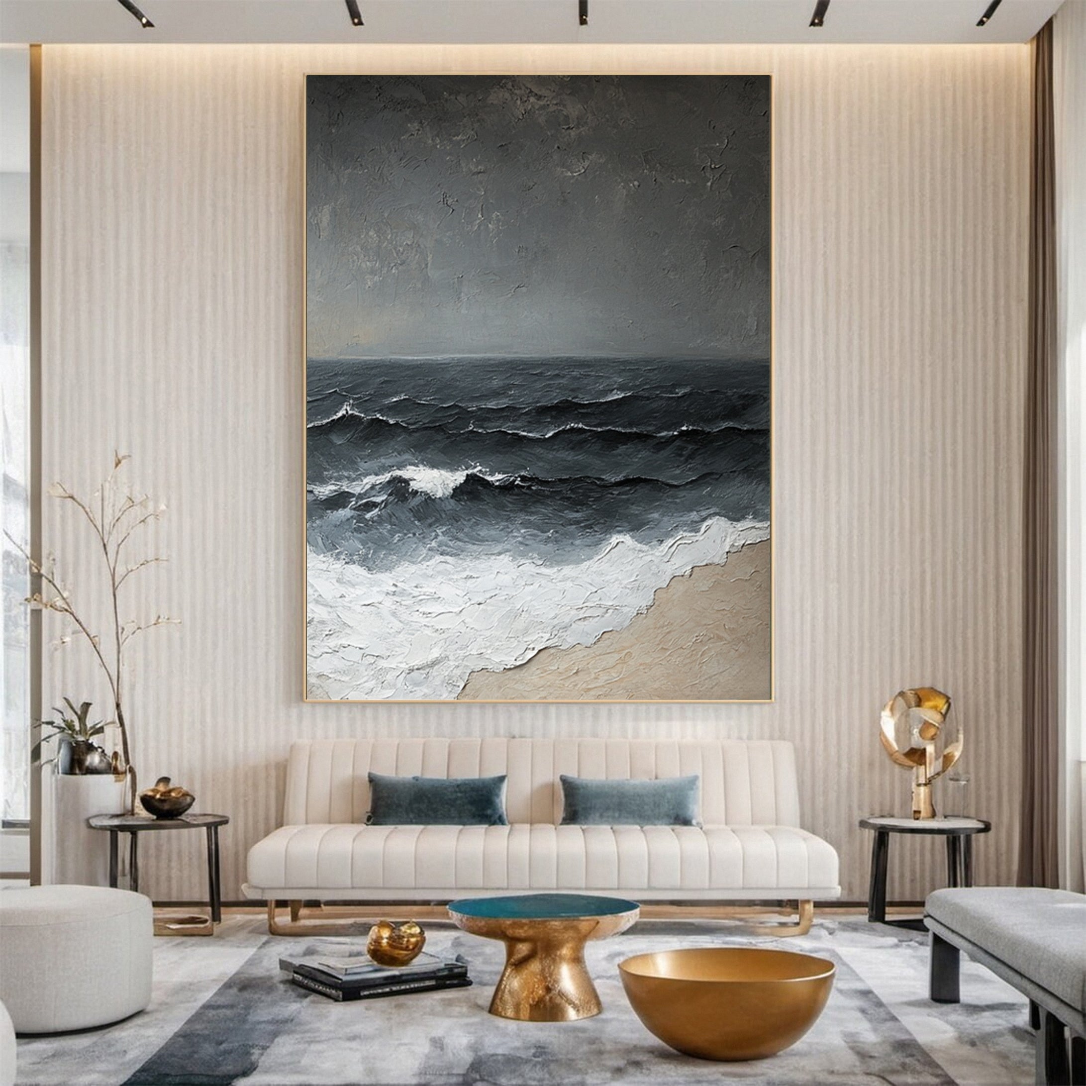 Wave Crescendo Large Textured Ocean Wall Art #OS 036