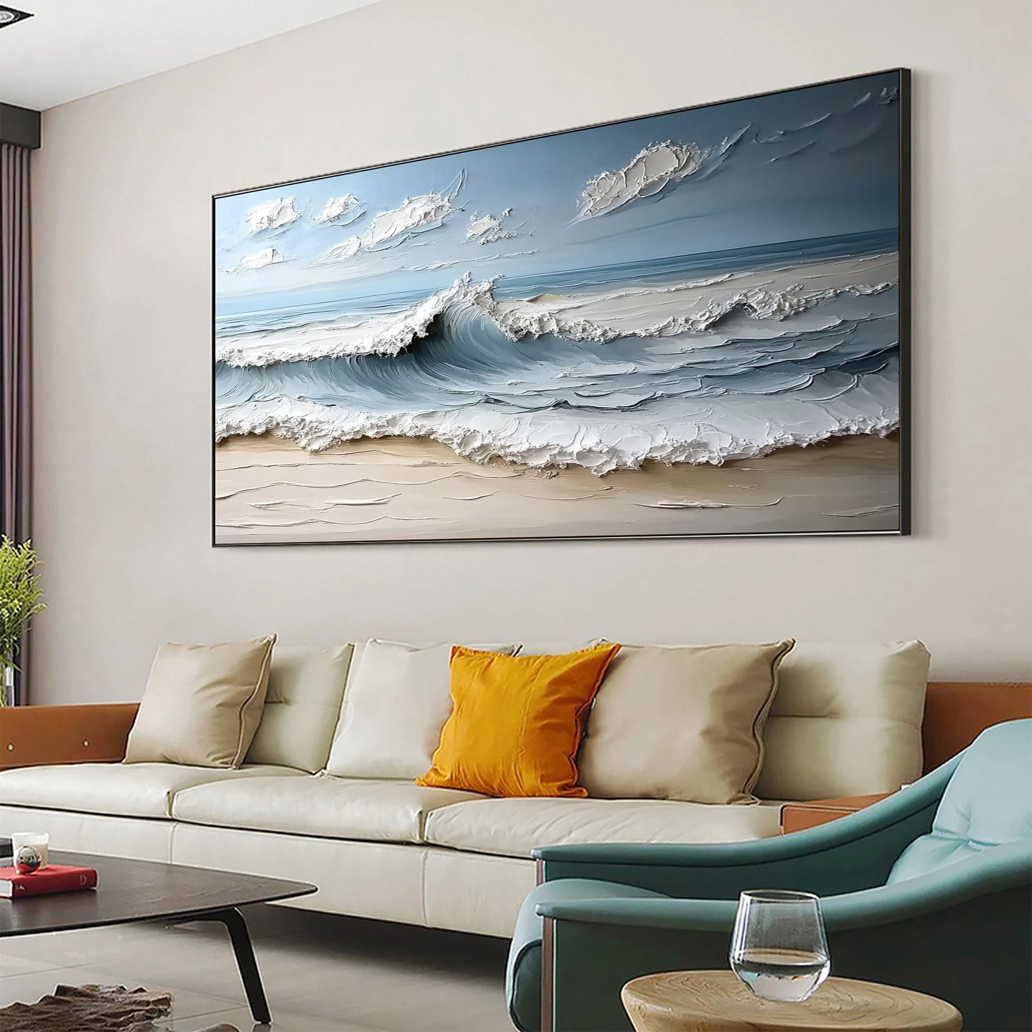 Abstract Seascape Canvas Textured Waves for Elegant Interiors #OS 023