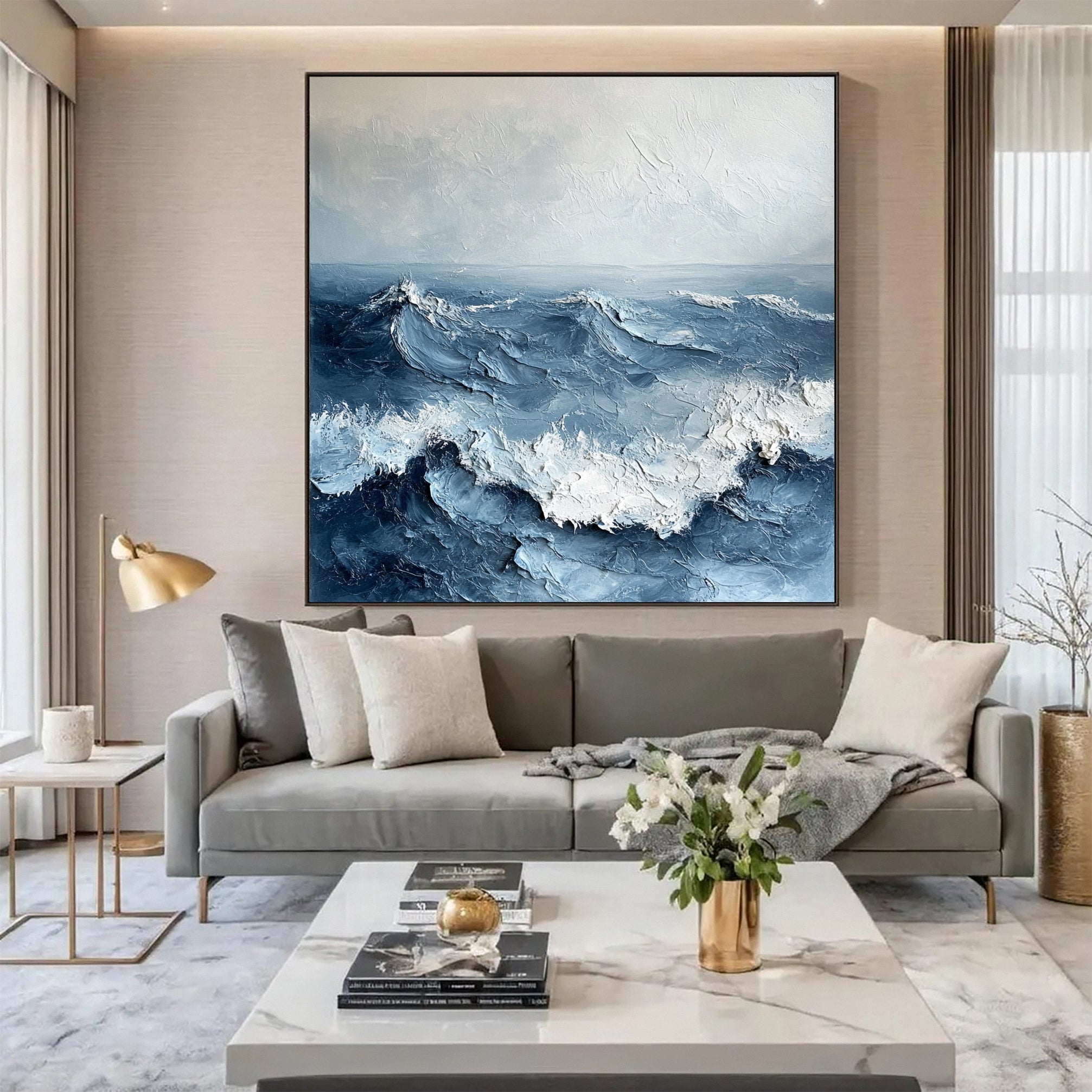 Marine Majesty Large Wall Canvas Captivating Sea Waves #OS 034