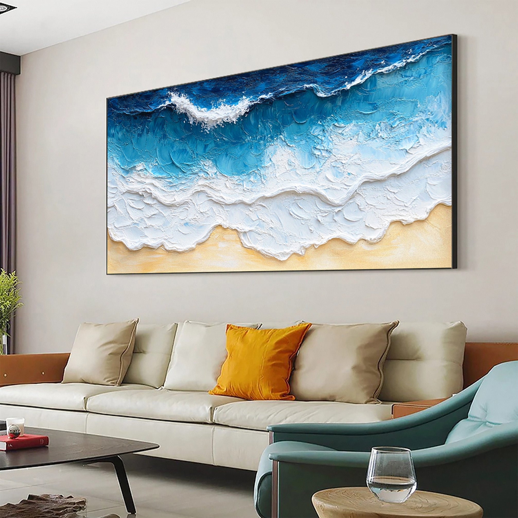 Coastal Serenity Wall Art Dynamic Ocean Waves Canvas #OS 007