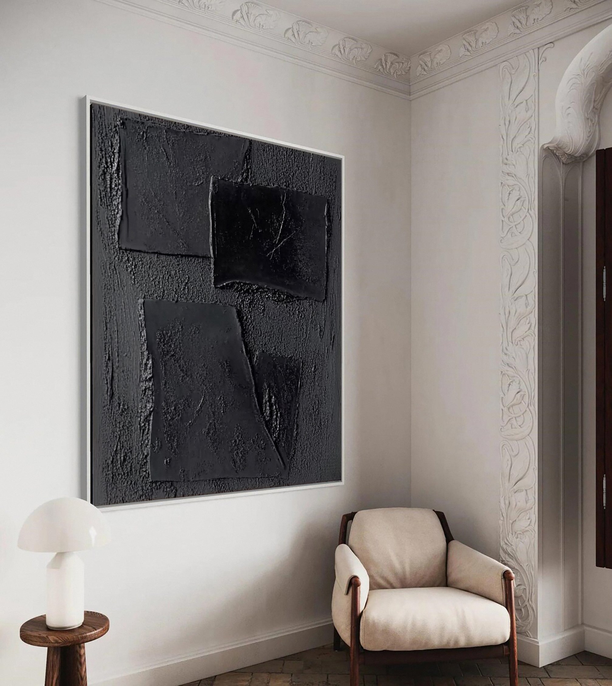 Sleek Elegance Contemporary Large Black Textured Wall Art #MMA 118