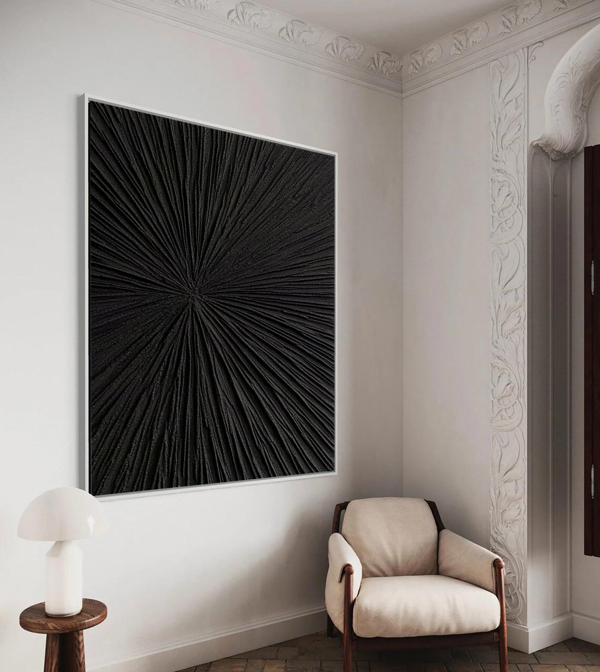 Sleek Elegance Contemporary Large Black Textured Wall Art #MMA 121