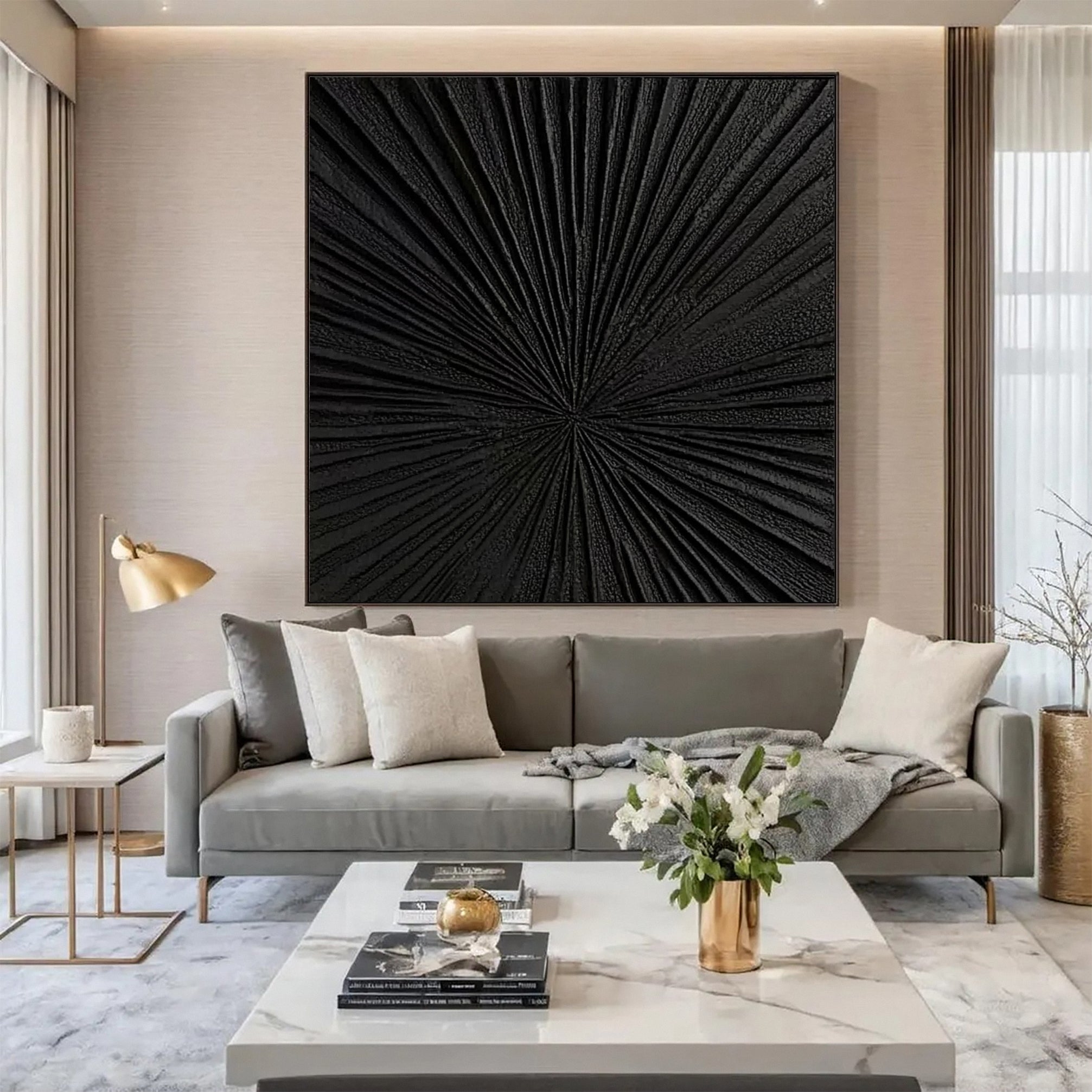 Sleek Elegance Contemporary Large Black Textured Wall Art #MMA 120