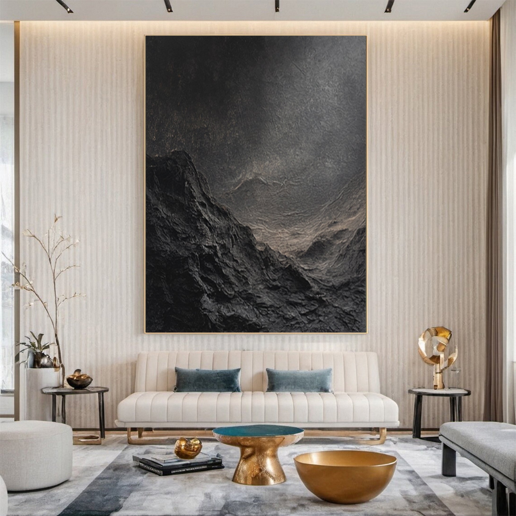 Large Black Textured Wall Art For Home Decor #MMA 148