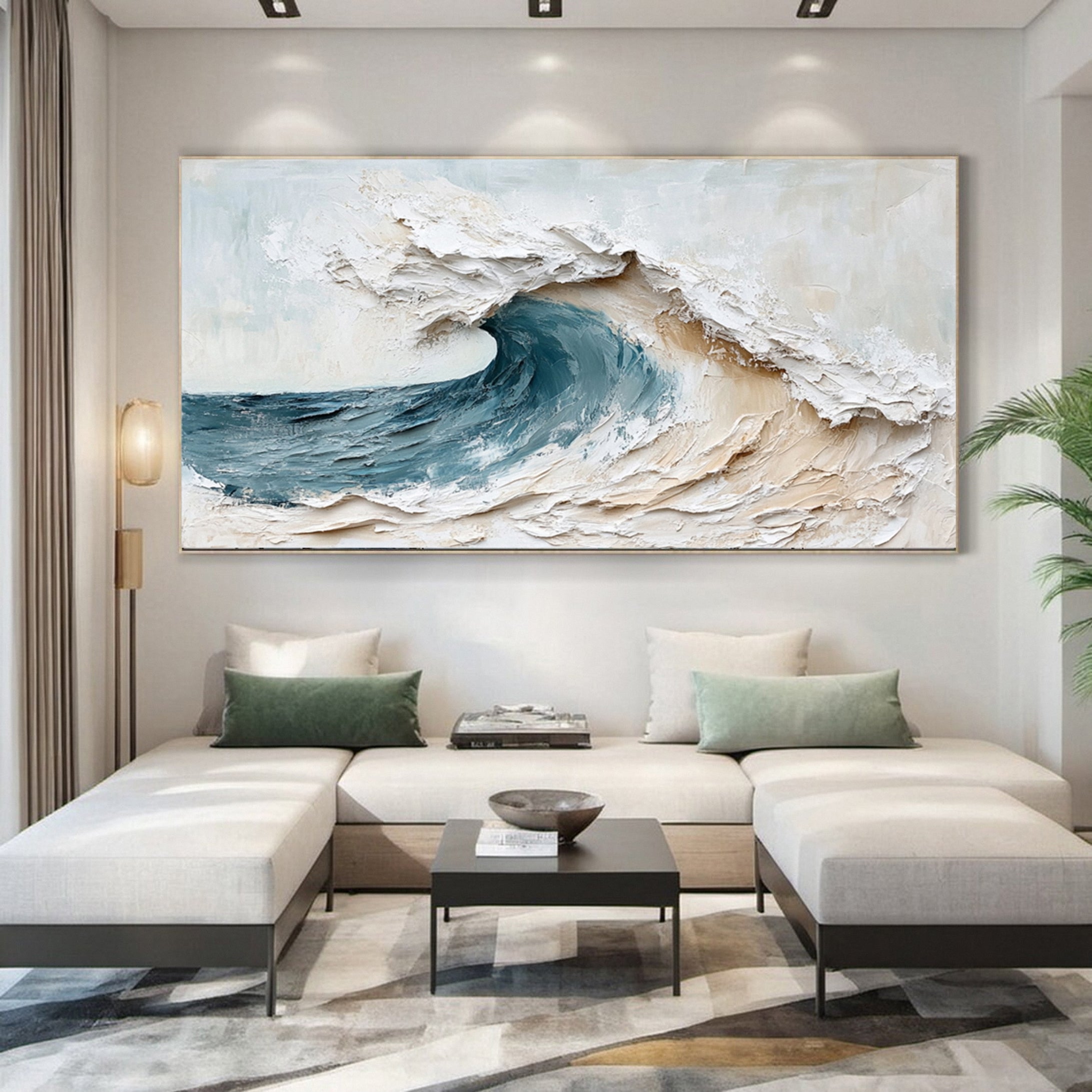 Abstract Seascape Canvas Textured Waves for Elegant Interiors #OS 019