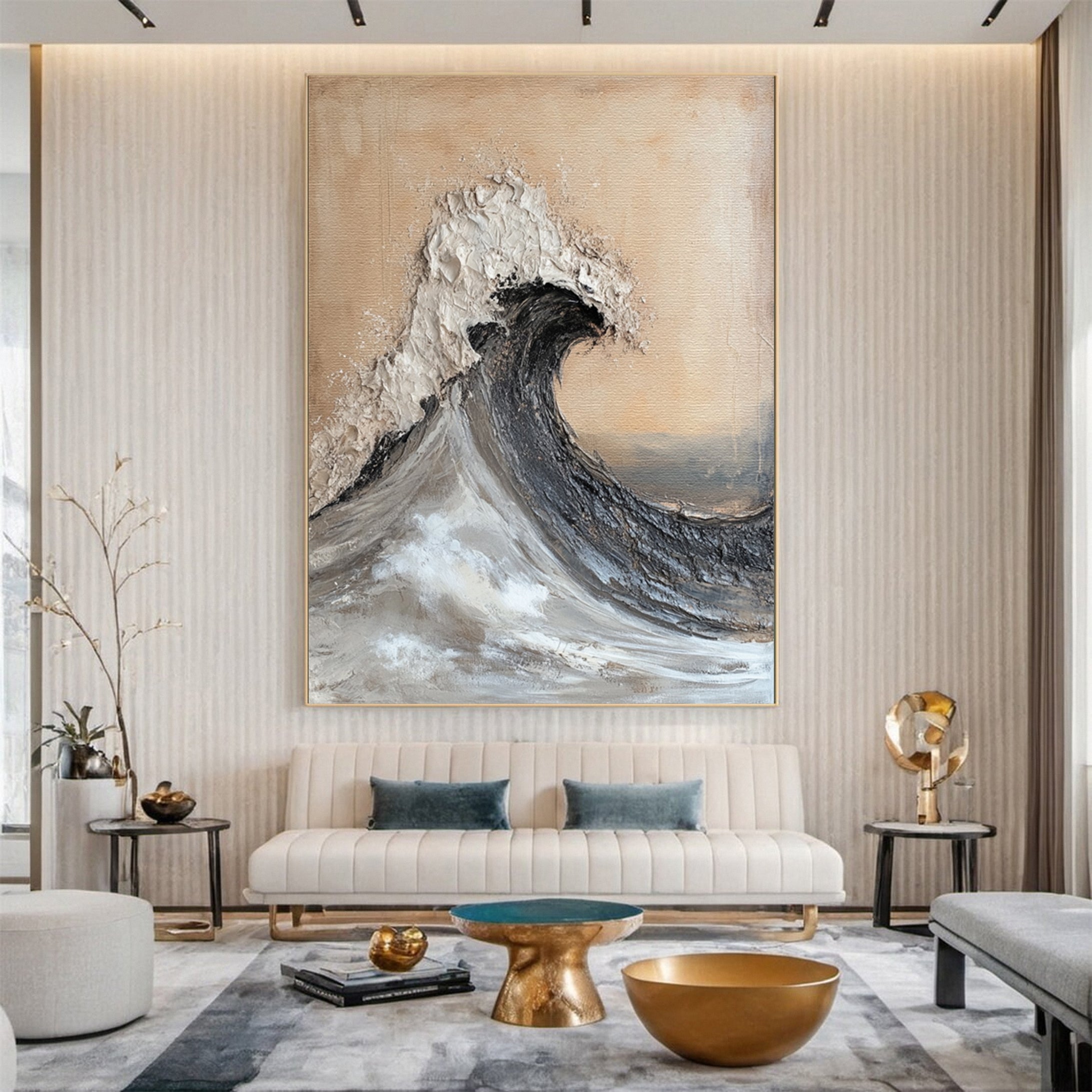 Sea Wave Large Textured Ocean Modern Wall Art #OS 049