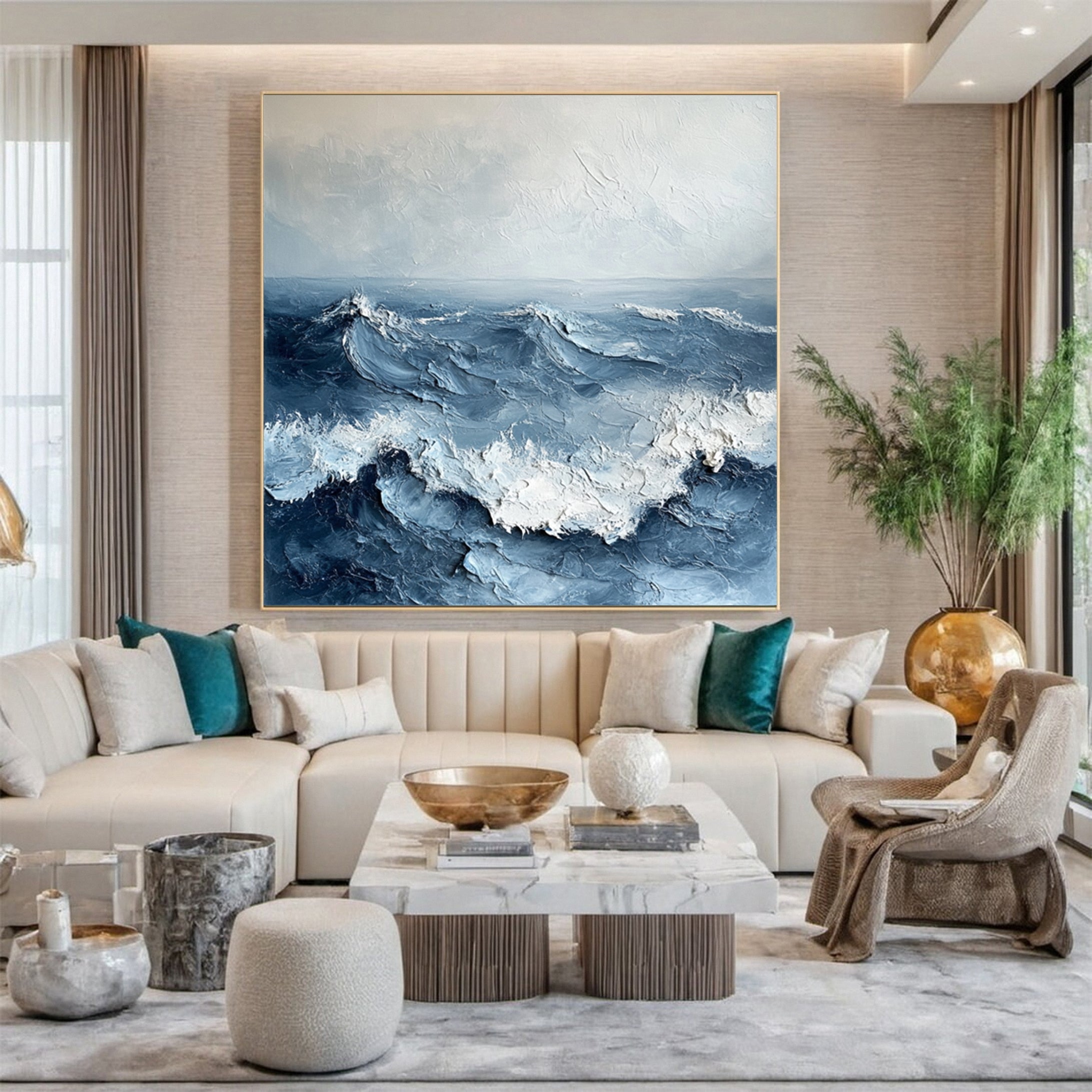 Marine Majesty Large Wall Canvas Captivating Sea Waves #OS 034