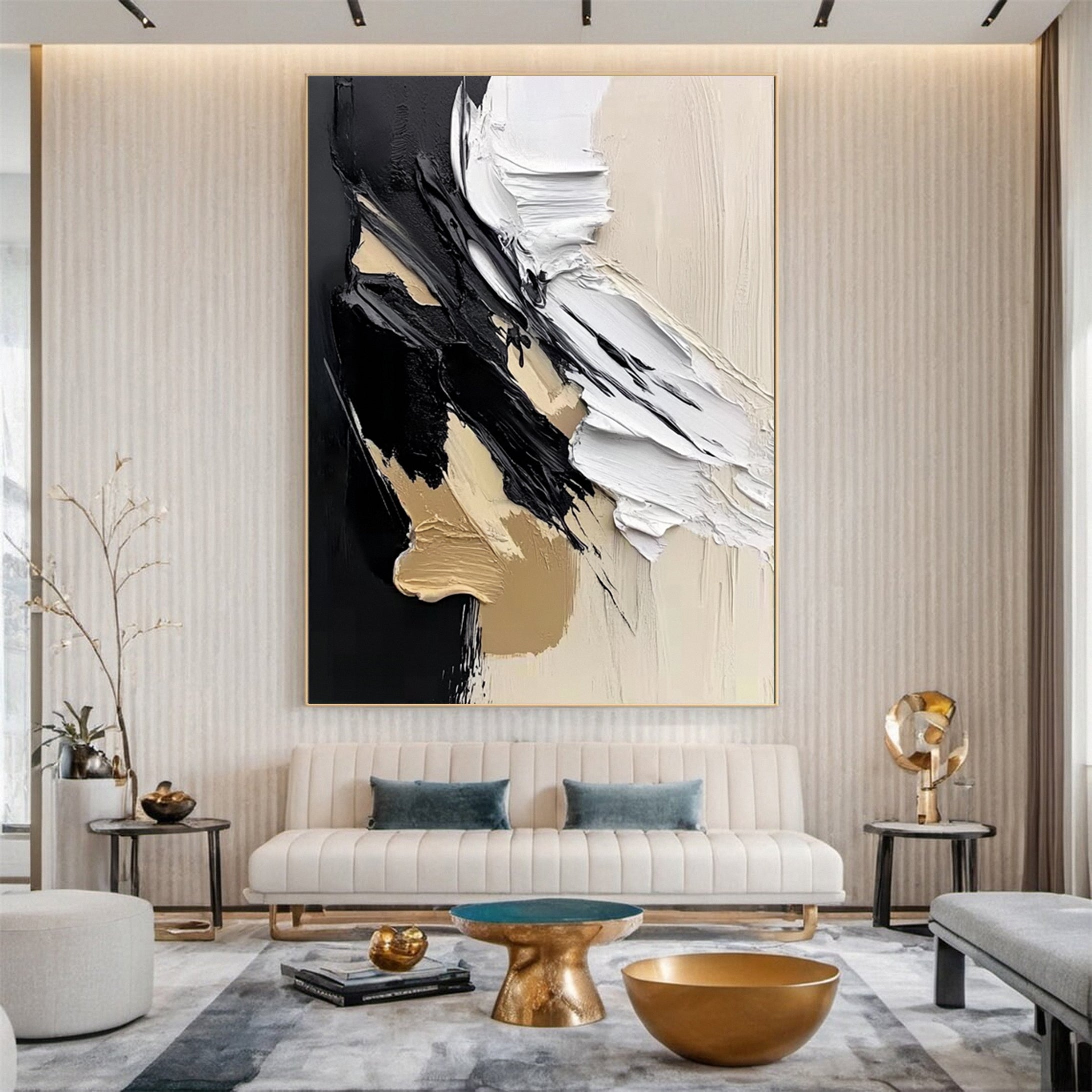 Modern Contrast Bold Abstract Canvas Art #MMA 152