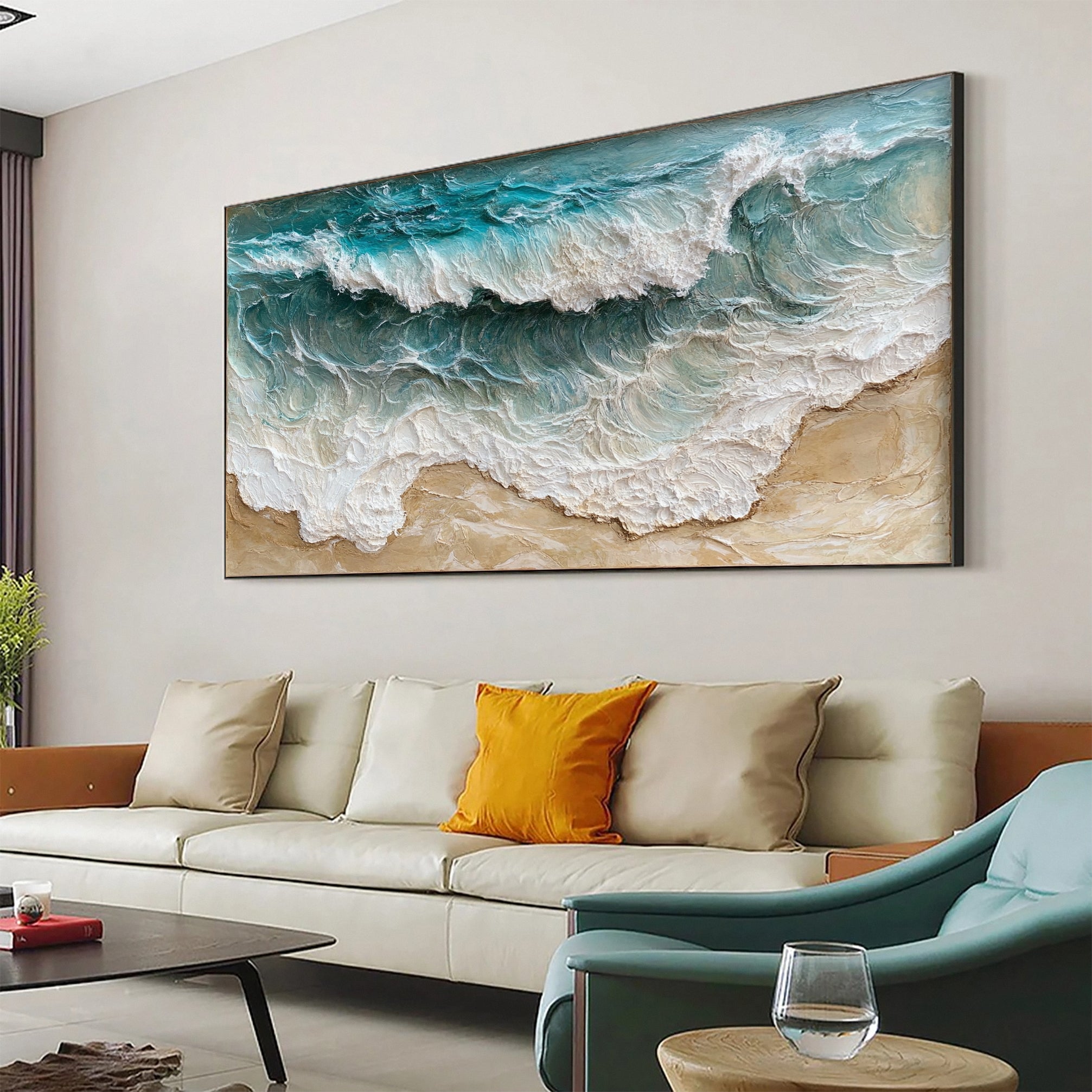 Abstract Seascape Canvas Textured Waves for Elegant Interiors #OS 024