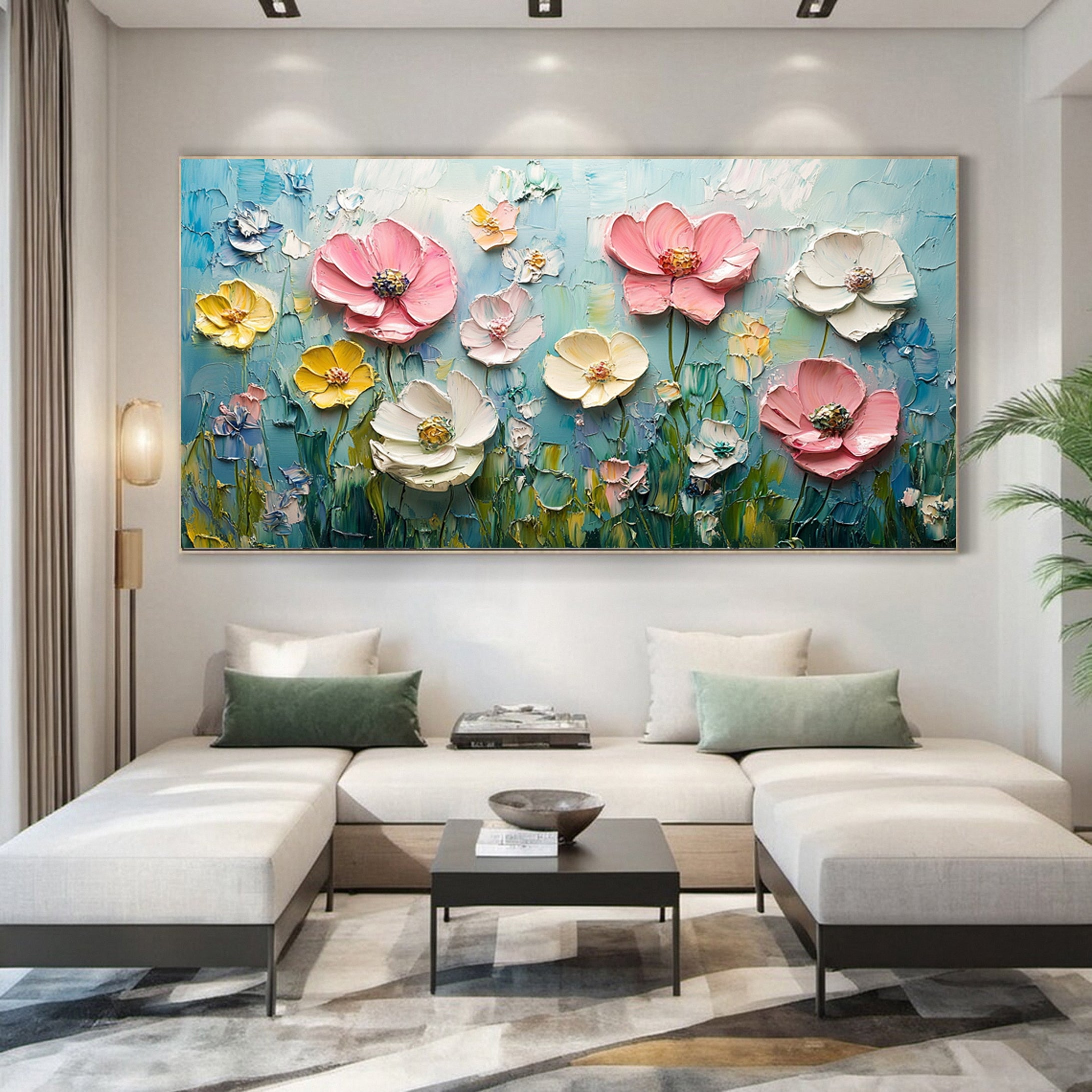 Bloom Horizon Textured Floral Oil Painting Colorful Wall Art #FT 022