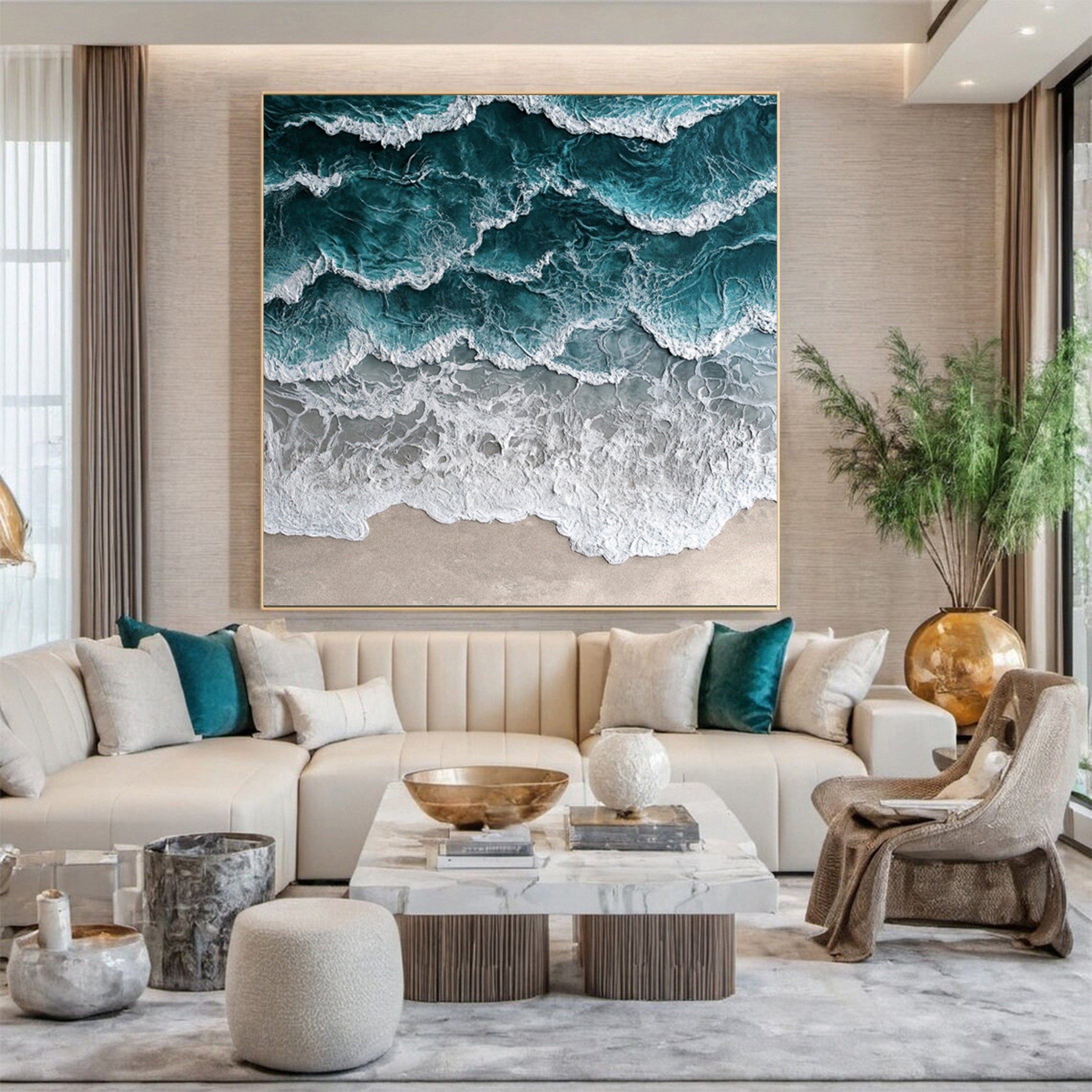 Marine Majesty Large Wall Canvas Captivating Sea Waves #OS 010