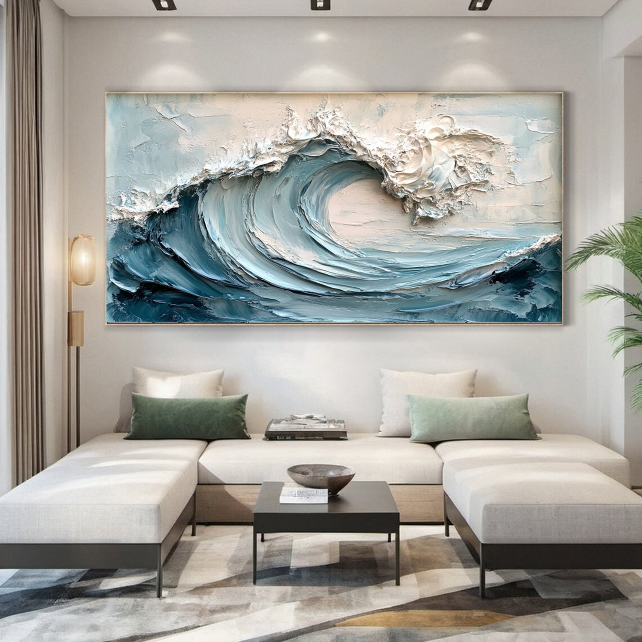 Abstract Seascape Canvas Textured Waves for Elegant Interiors #OS 020