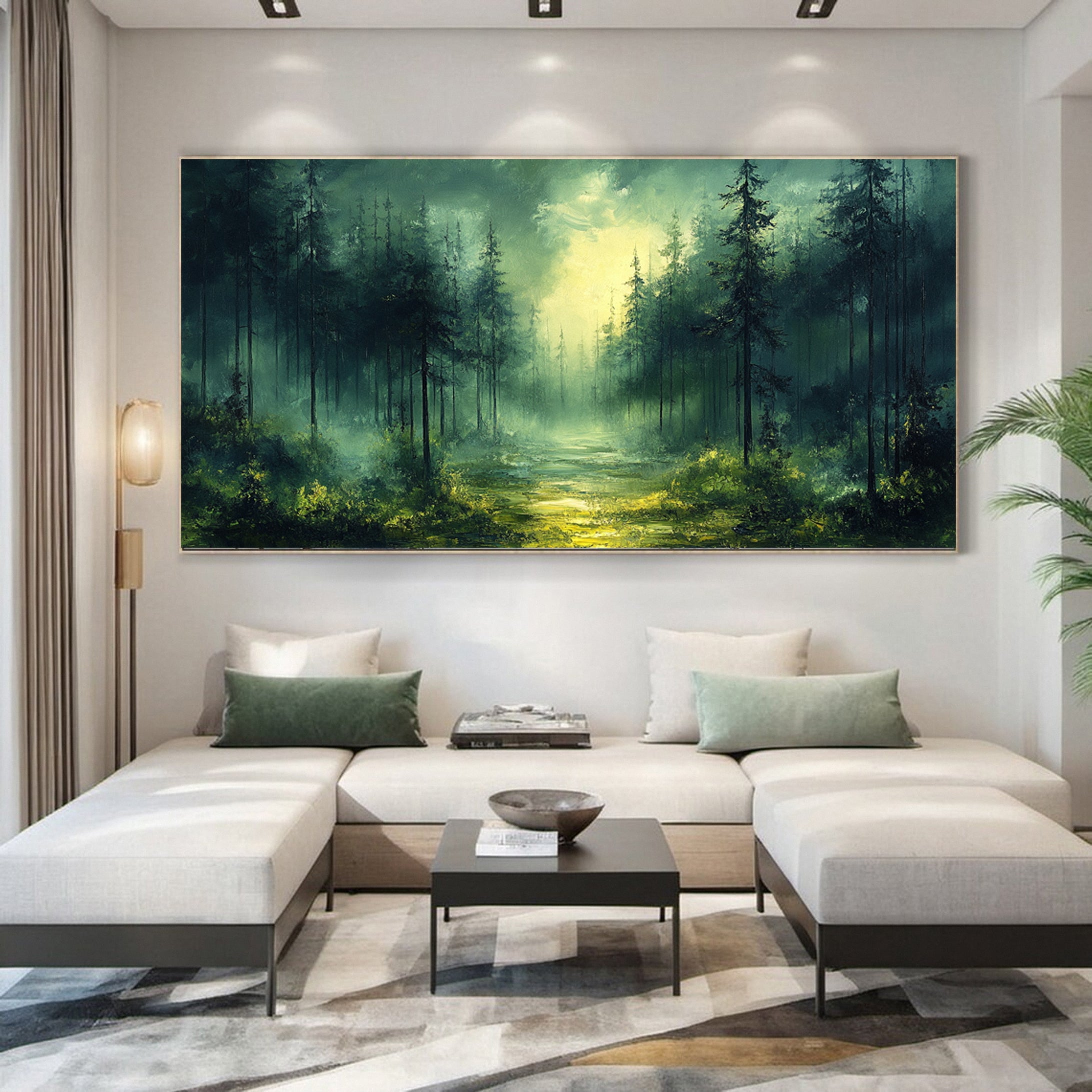 Mystic Mountains Serene Forest Landscape Canvas Wall Art #FT 036