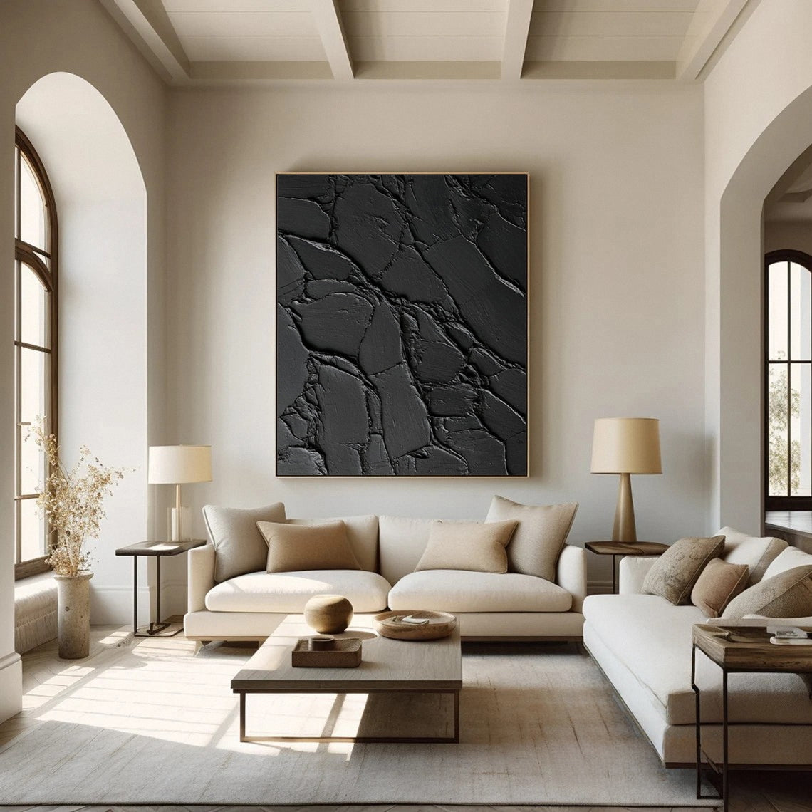 Sleek Elegance Contemporary Large Black Textured Wall Art #MMA 119