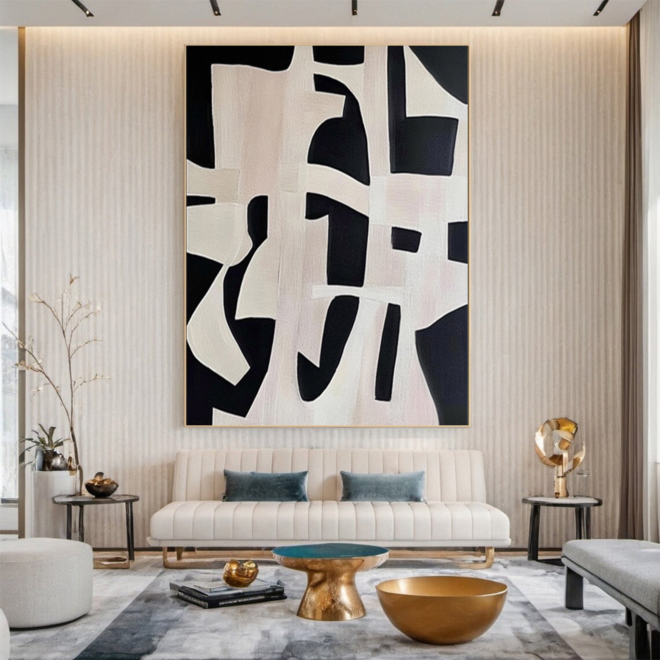 Modern Contrast Wabi Sabi Abstract Canvas Art #MMA 135