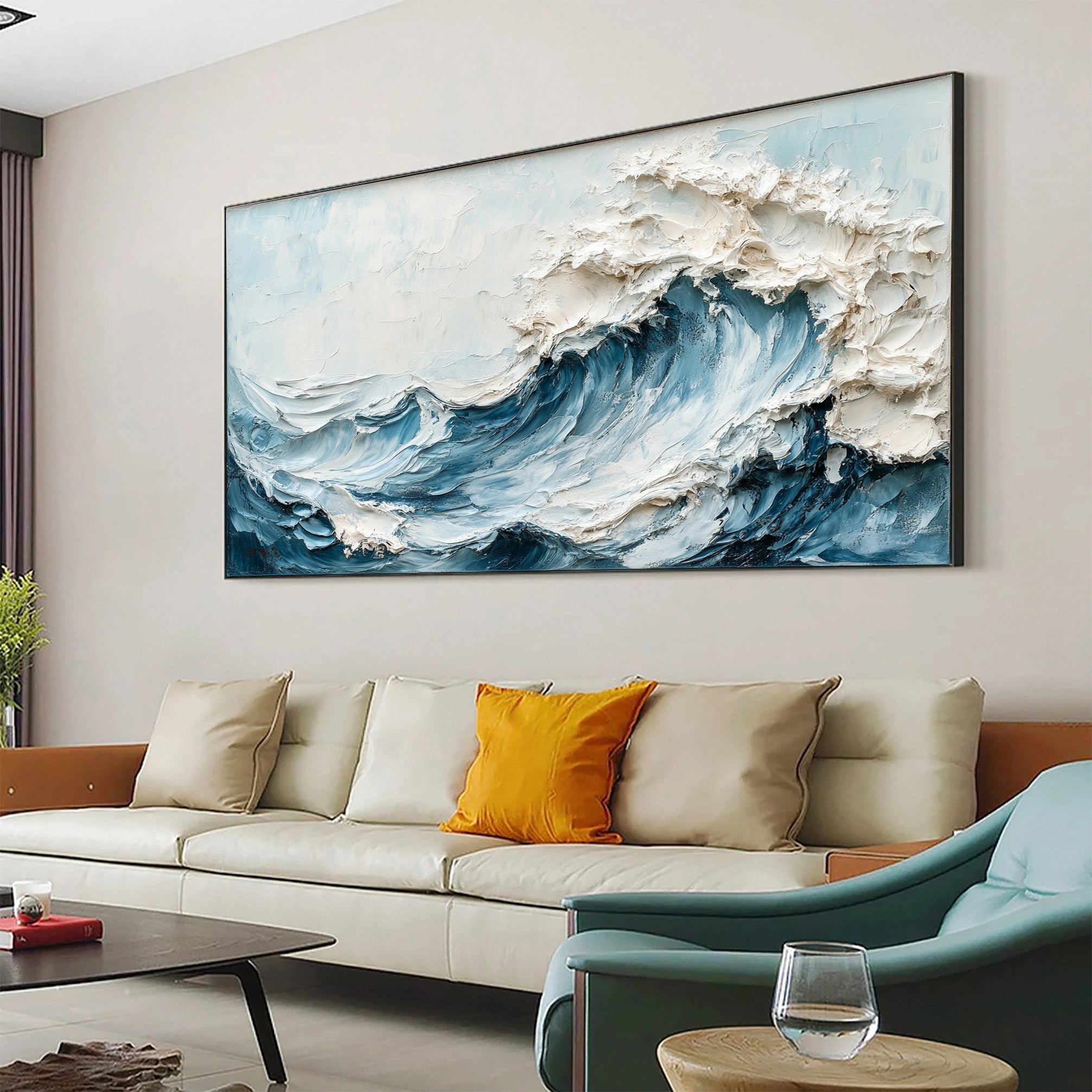 Abstract Seascape Canvas Textured Waves for Elegant Interiors #OS 021