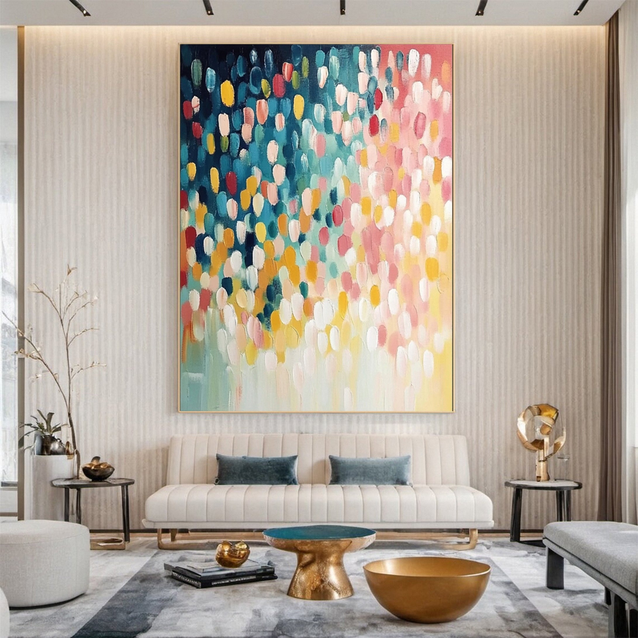 Vibrant Drip Large Colorful Dot Painting Modern Wall Art #MMA 157