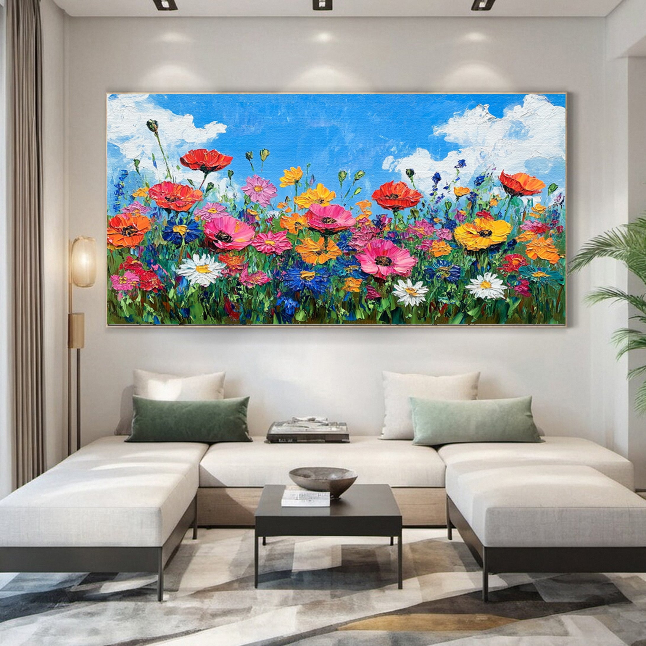 Bloom Horizon Textured Floral Oil Painting Colorful Wall Art #FT 023