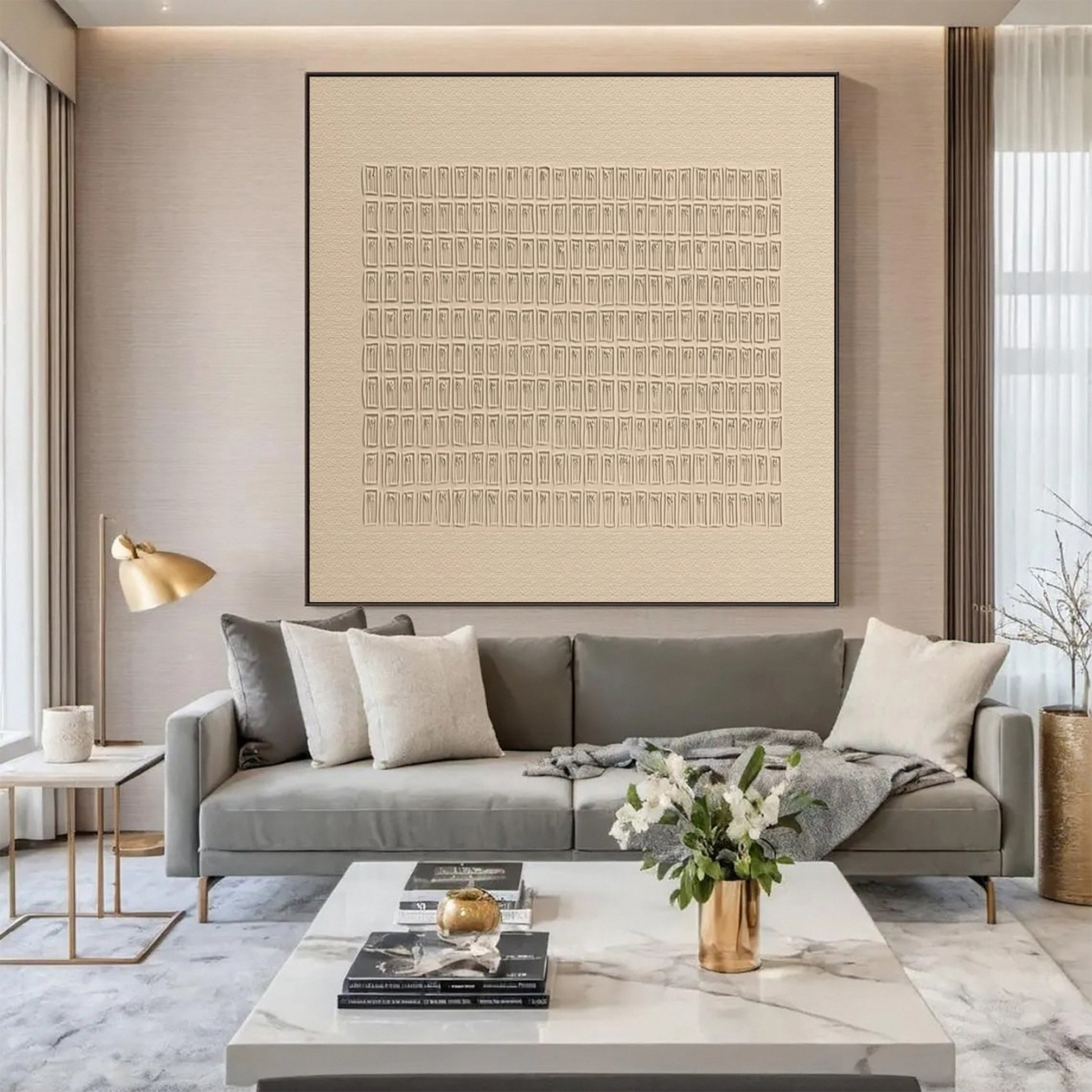 Zen Grid Minimalist Textured Wabi Sabi Wall Art #MMA 142