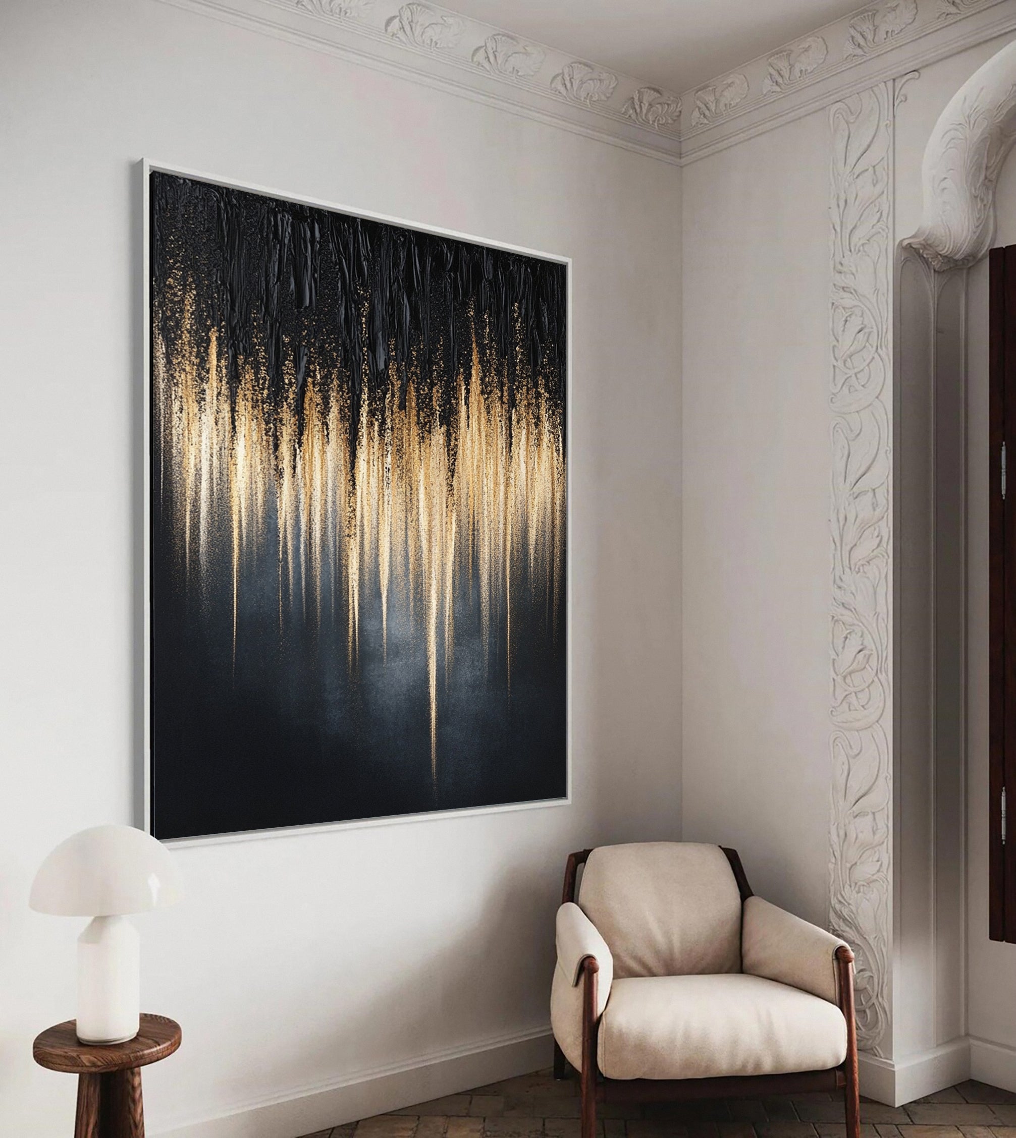 Large Black & Gold Textured Wall Art For Home Decor #MMA 149