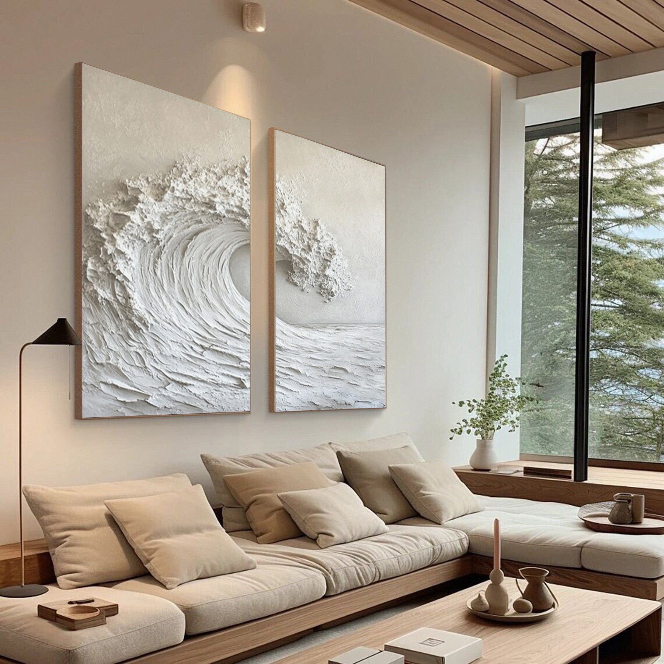 Marine Majesty Large Wall Canvas Set Captivating Sea Waves #OS 012