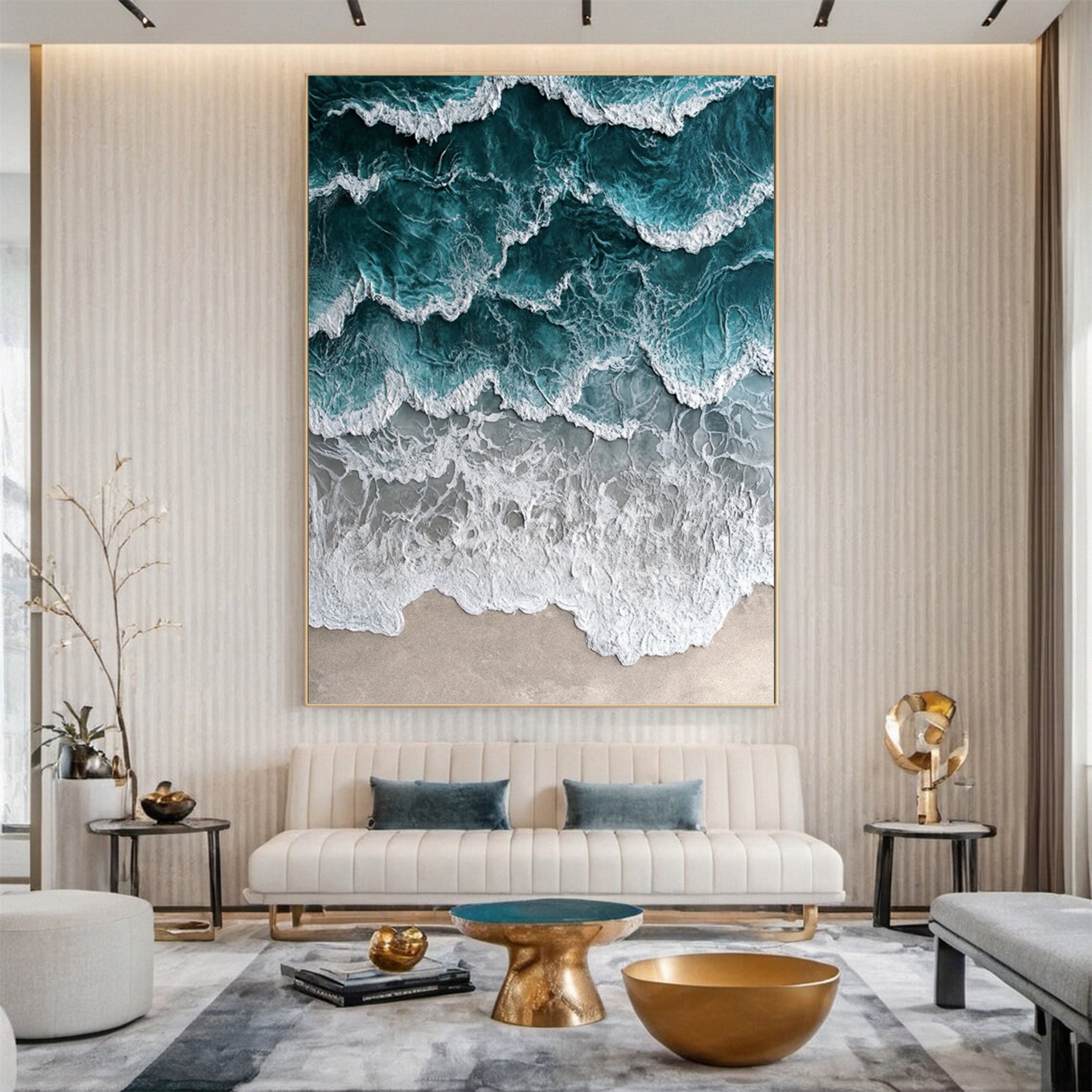 Coastal Serenity Wall Art Dynamic Ocean Waves Canvas #OS 009