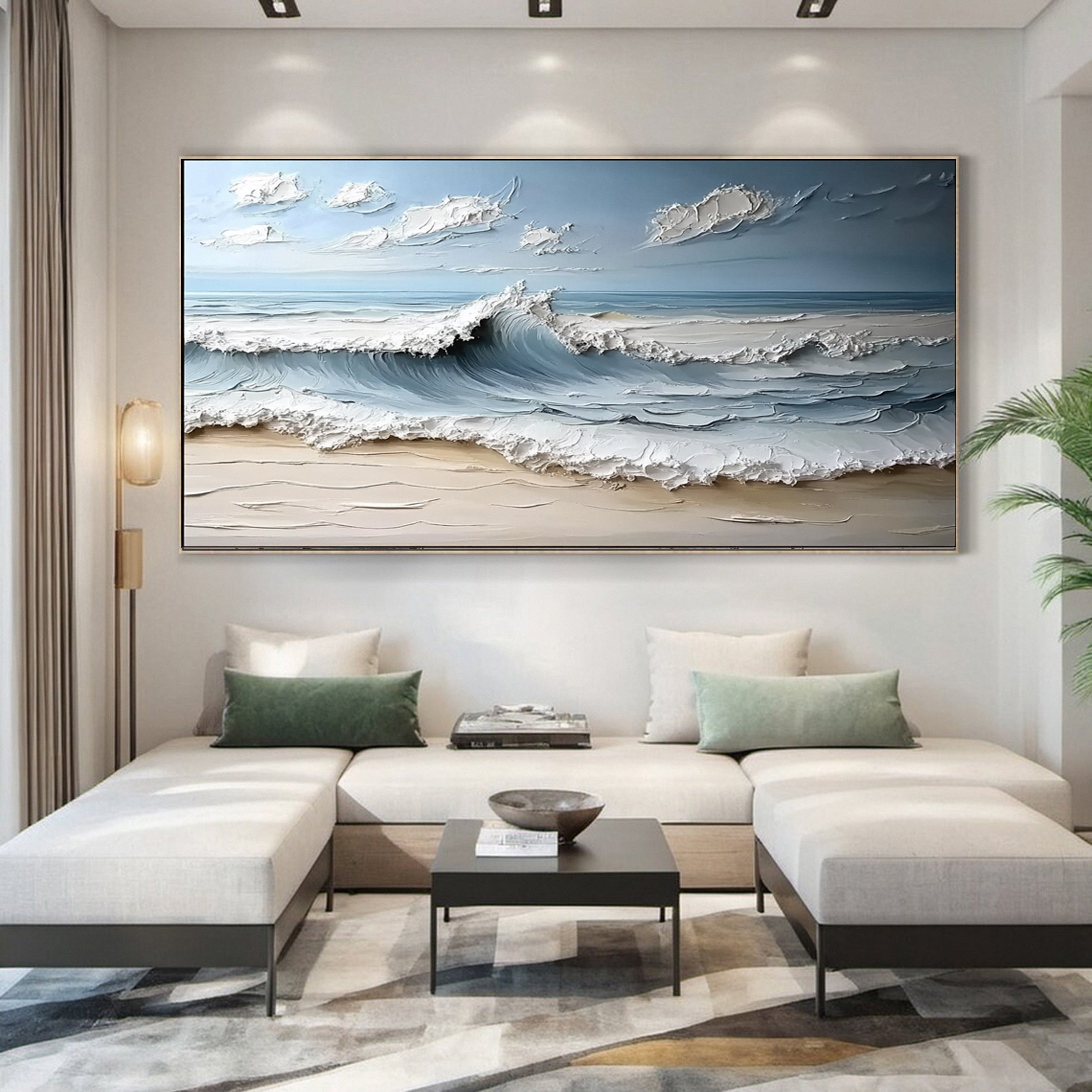 Abstract Seascape Canvas Textured Waves for Elegant Interiors #OS 023