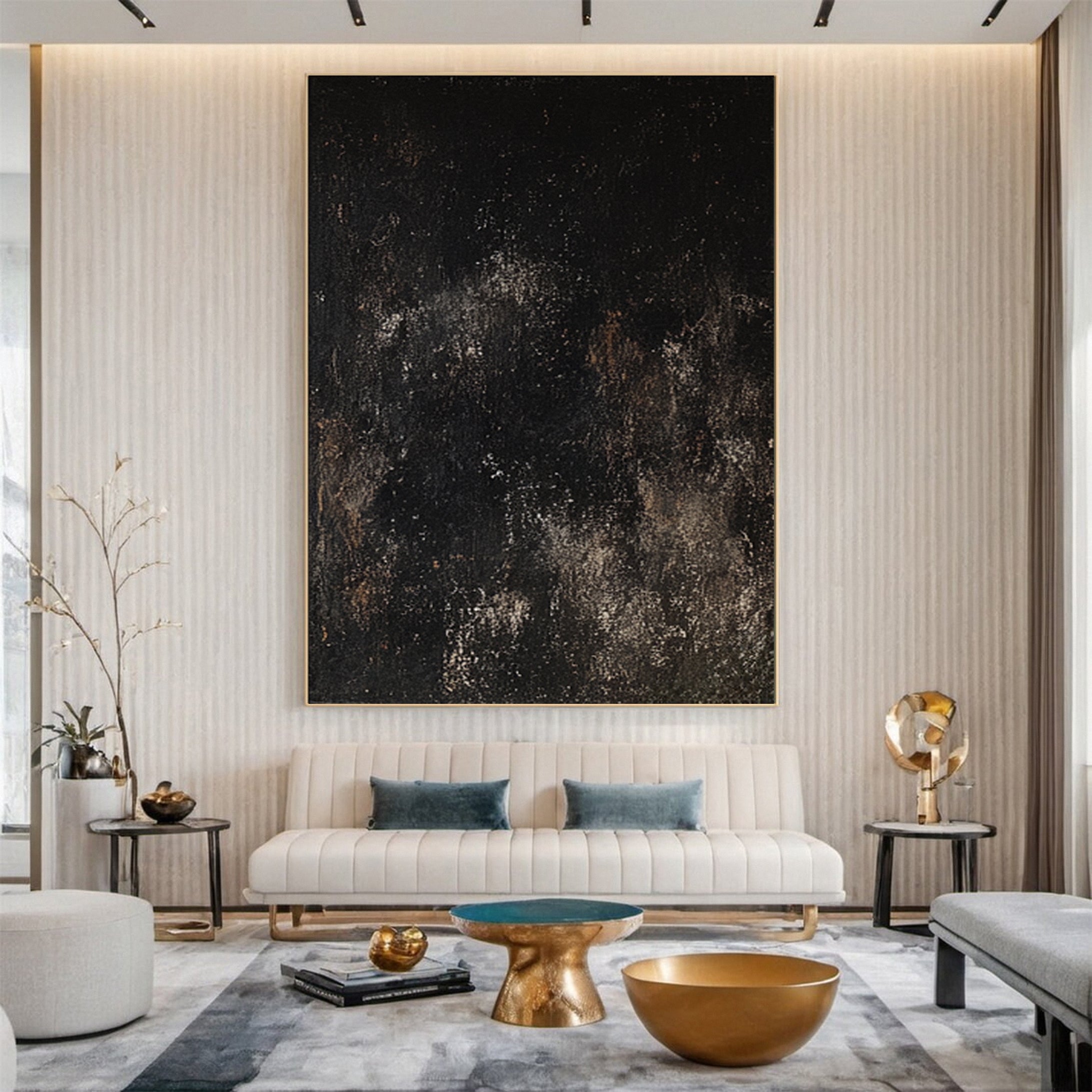 Large Modern Black and Gold Artwork For Room Decor #MMA 131