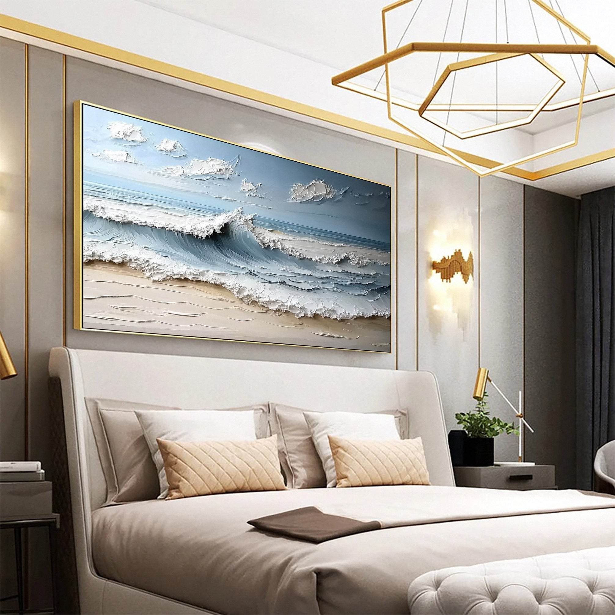 Abstract Seascape Canvas Textured Waves for Elegant Interiors #OS 023