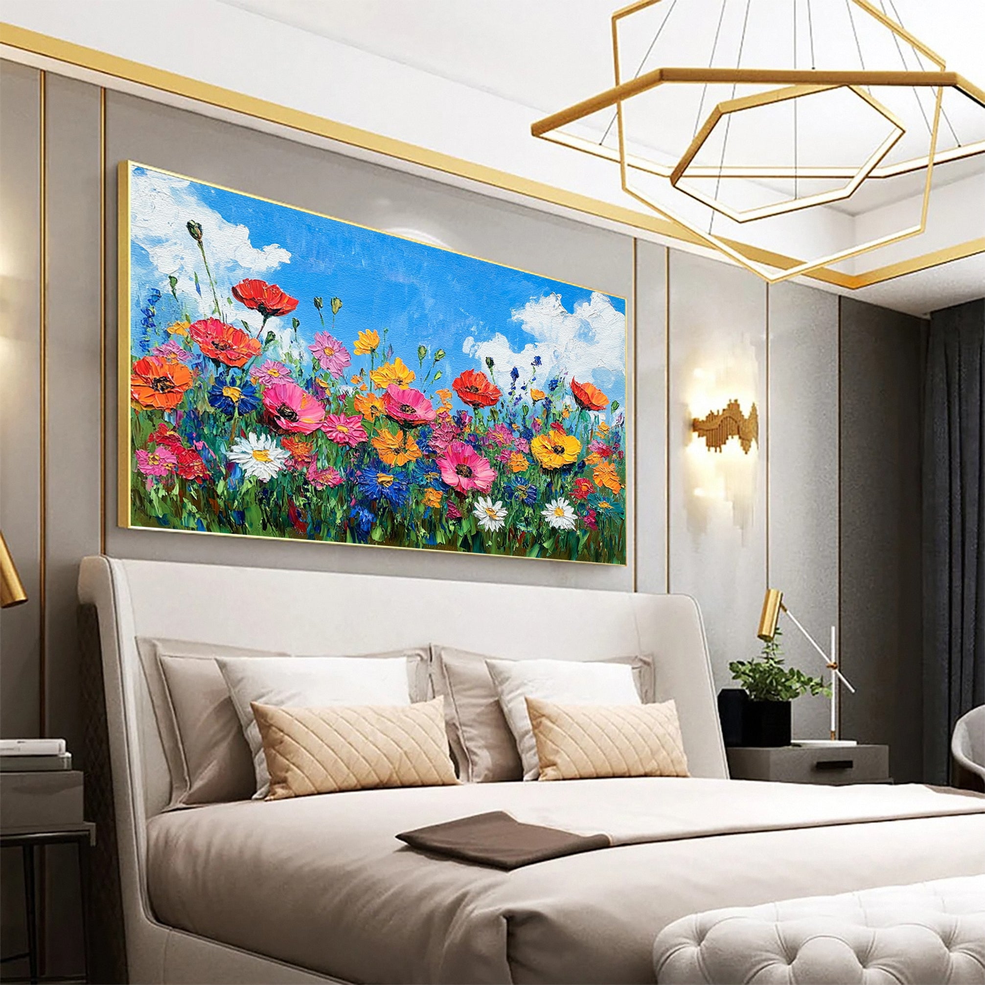 Bloom Horizon Textured Floral Oil Painting Colorful Wall Art #FT 023