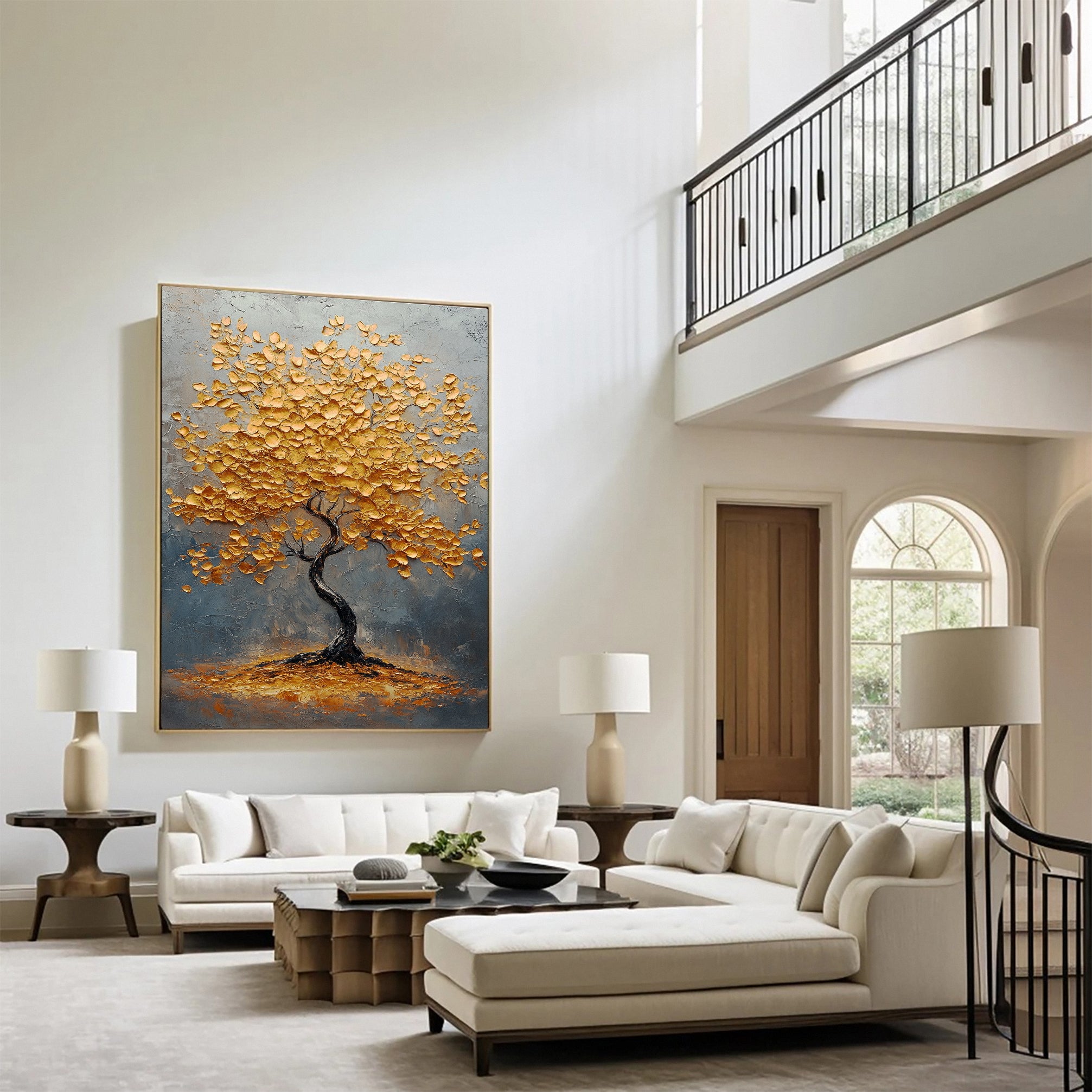 Autumn Whisper Large Colorful Tree Landscape Art #FT 040