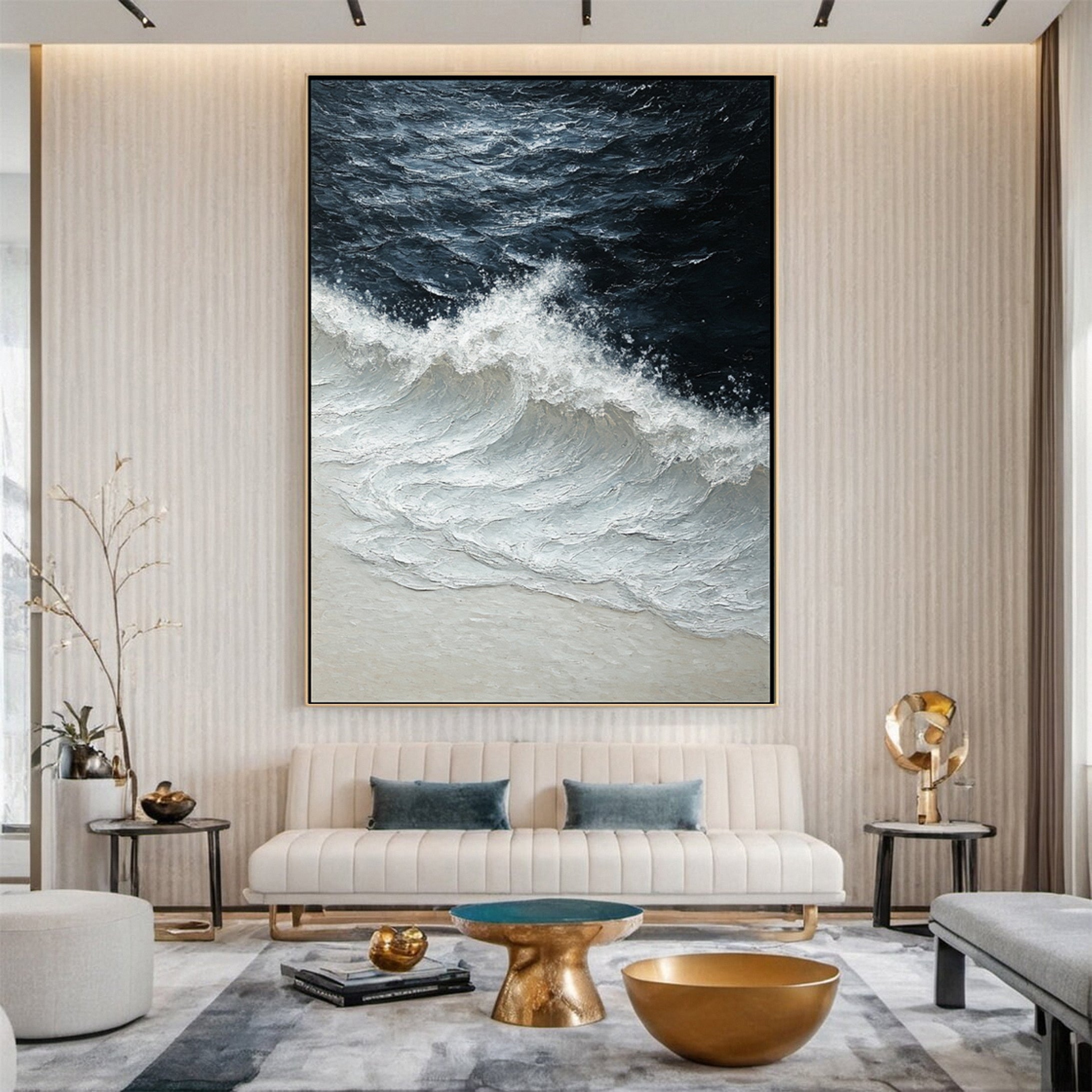 Wave Crescendo Large Textured Ocean Wall Art #OS 037