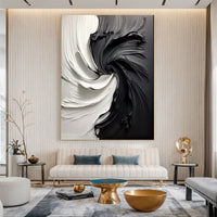 Modern Large Black & White Textured Wall Art #MMA 154