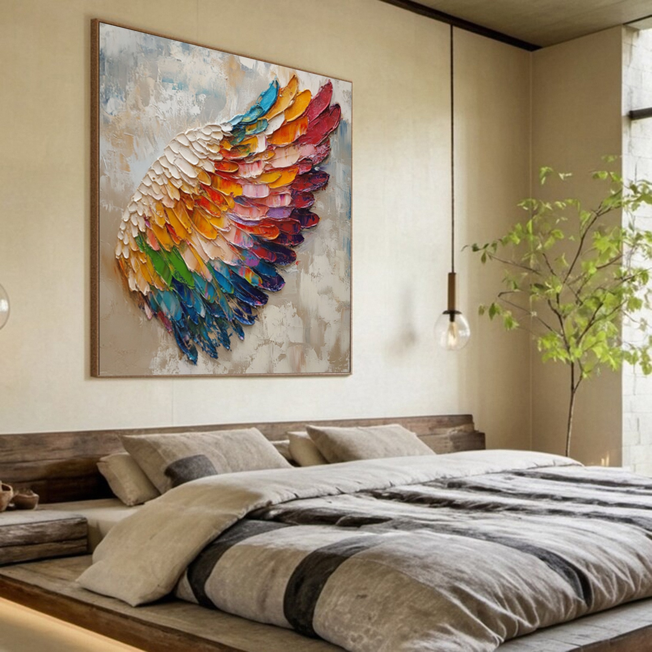 Spectrum Wing Large Colorful Feather Wall Art #MMA 155