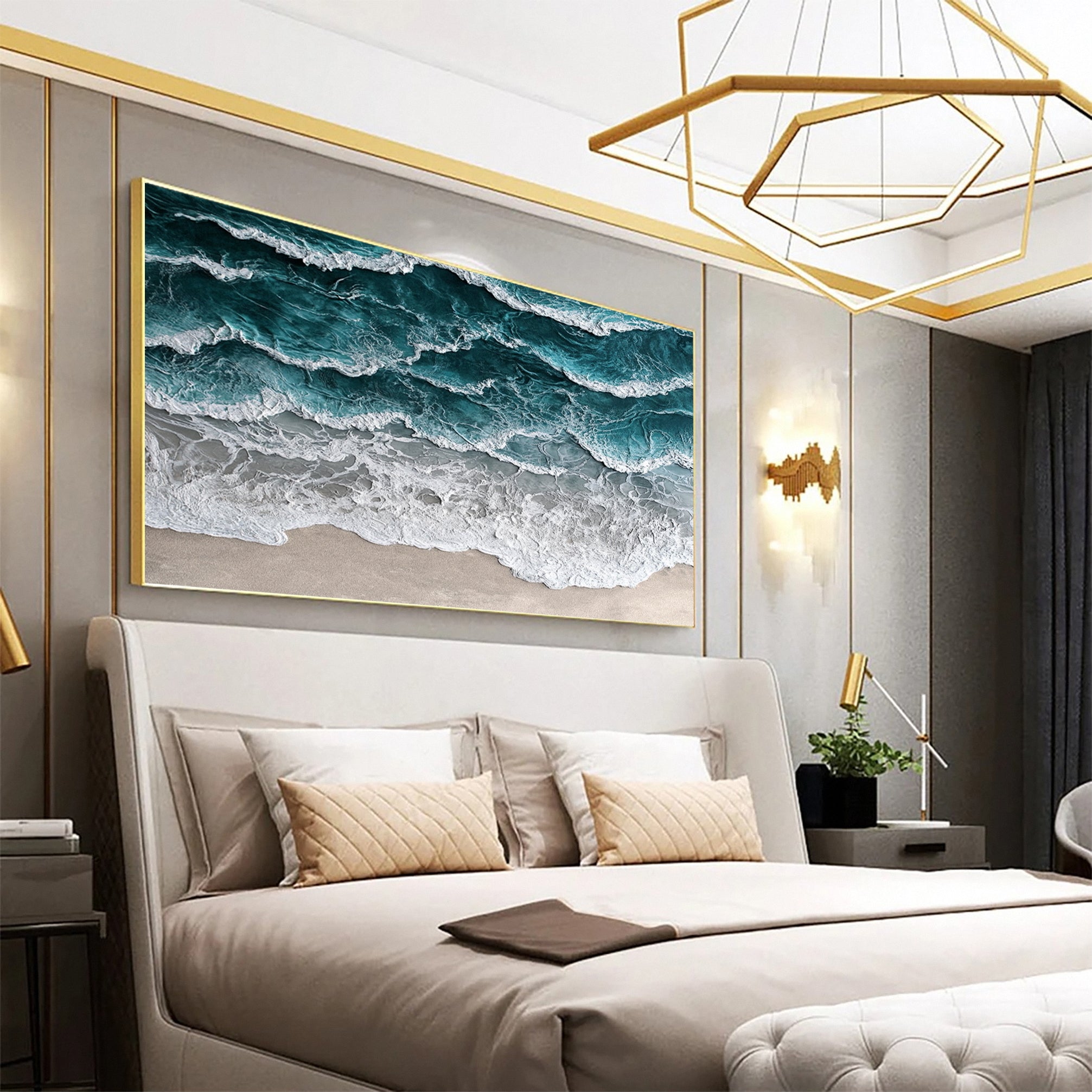 Coastal Serenity Wall Art Dynamic Ocean Waves Canvas #OS 006