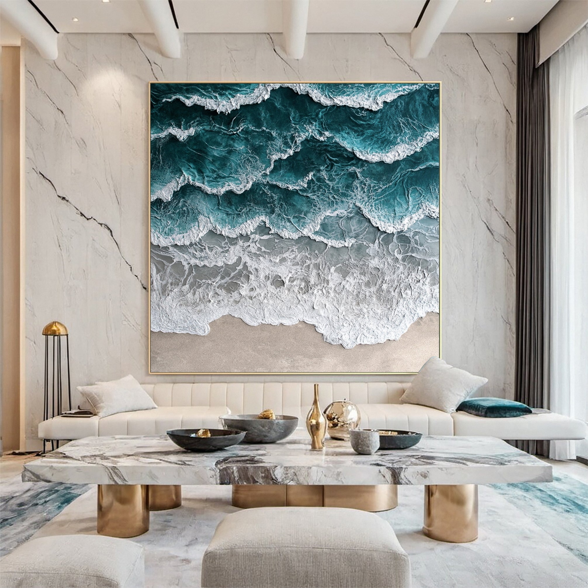 Marine Majesty Large Wall Canvas Captivating Sea Waves #OS 010