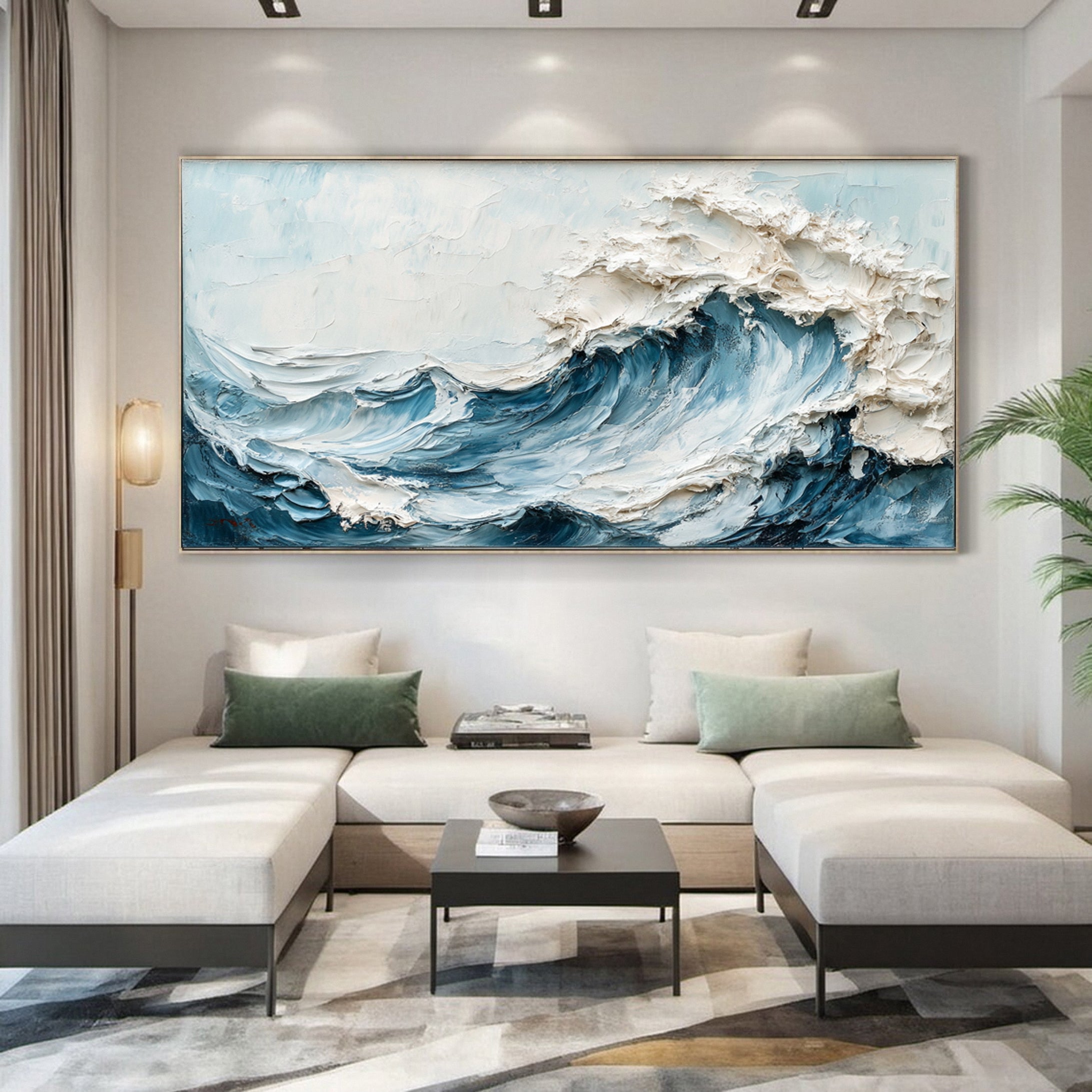 Abstract Seascape Canvas Textured Waves for Elegant Interiors #OS 021