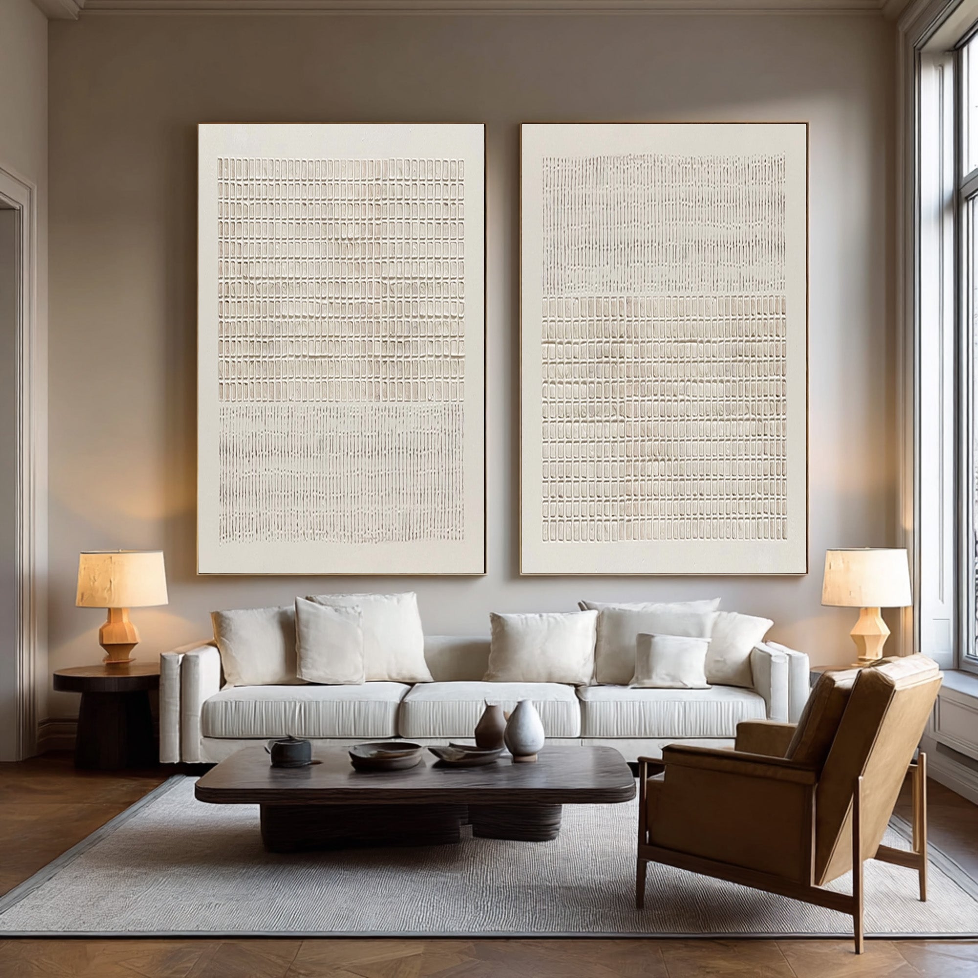 Textured Minimal Abstract Wall Art Set of 2 #CZ 037