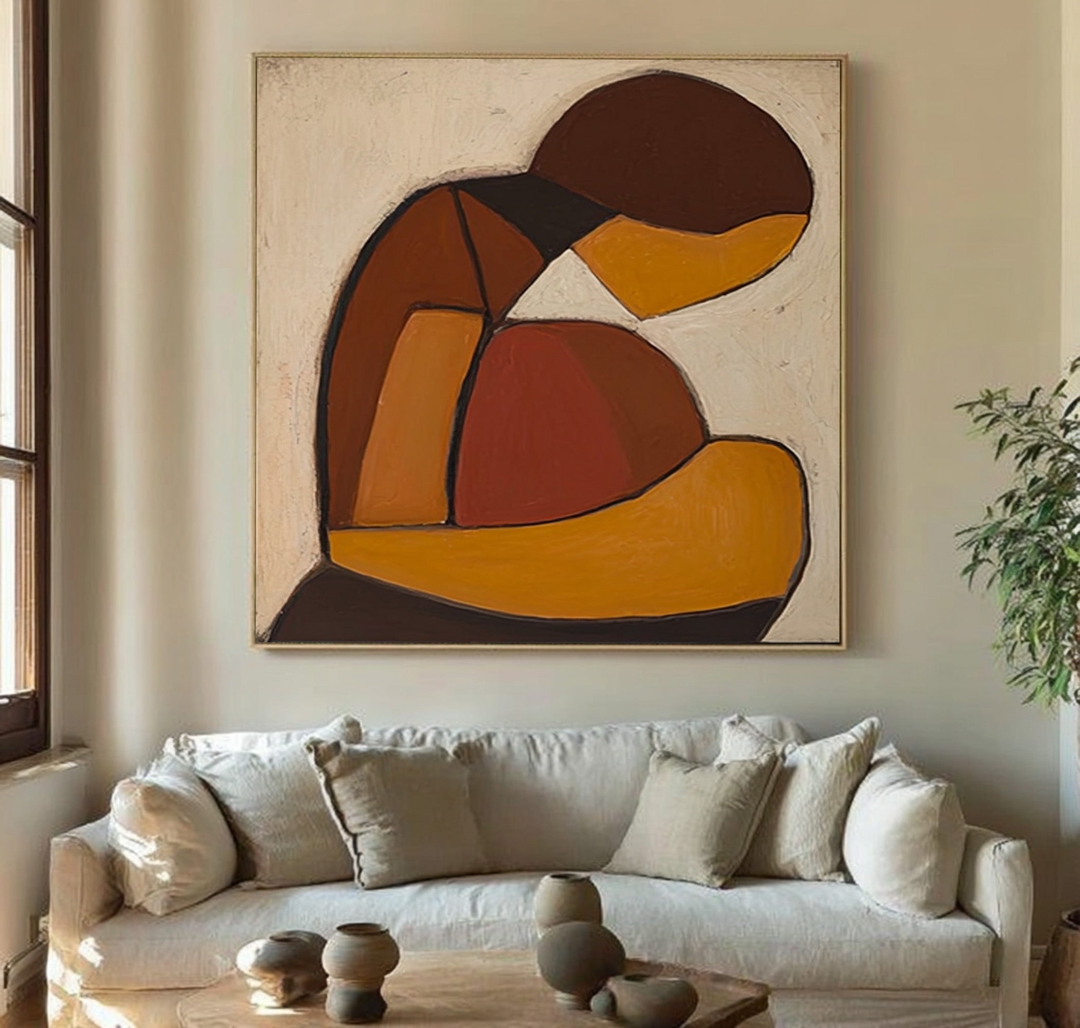 Modern Figurative Oil Painting in Earth Colors #CZ 031