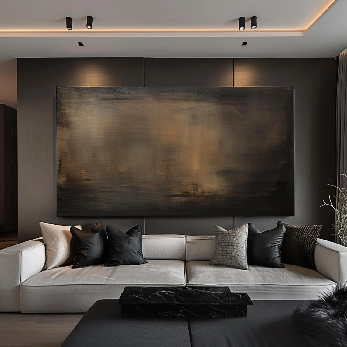 Dark Abstract Canvas Moody Minimalist Wall Art for Home Decor #AP 088