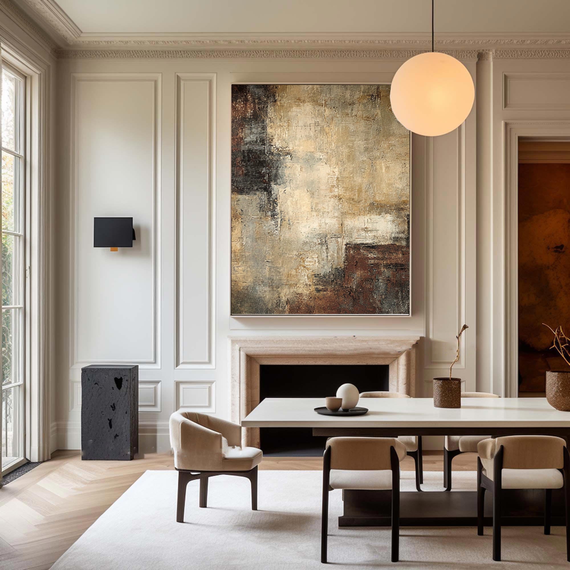 Contemporary Abstract Brown Beige Grey Wall Art #AG 048