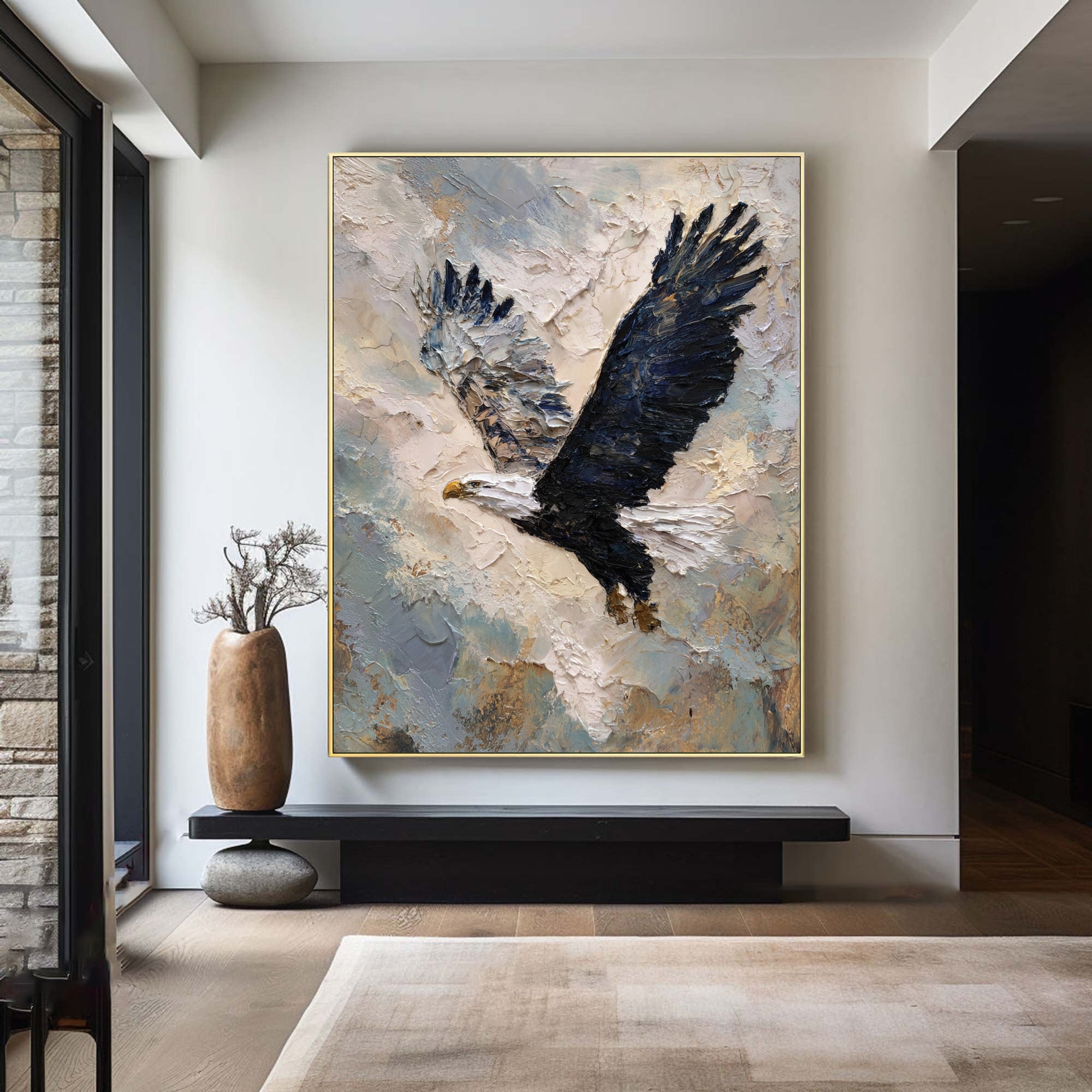 Majestic Eagle Flight Art - Abstract Textured Canvas #AG 052