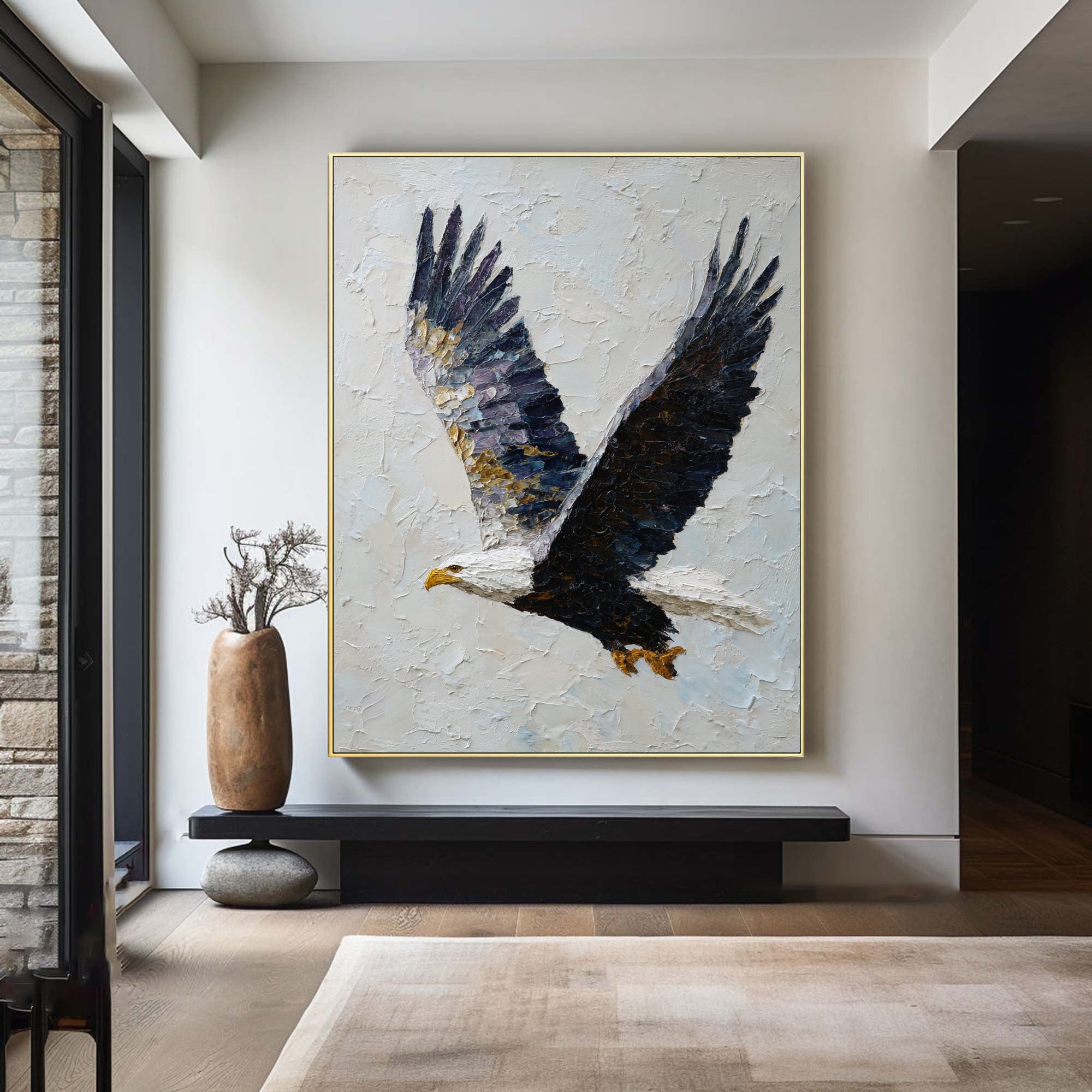 Abstract Bird Art - Textured Eagle on White #AG 053