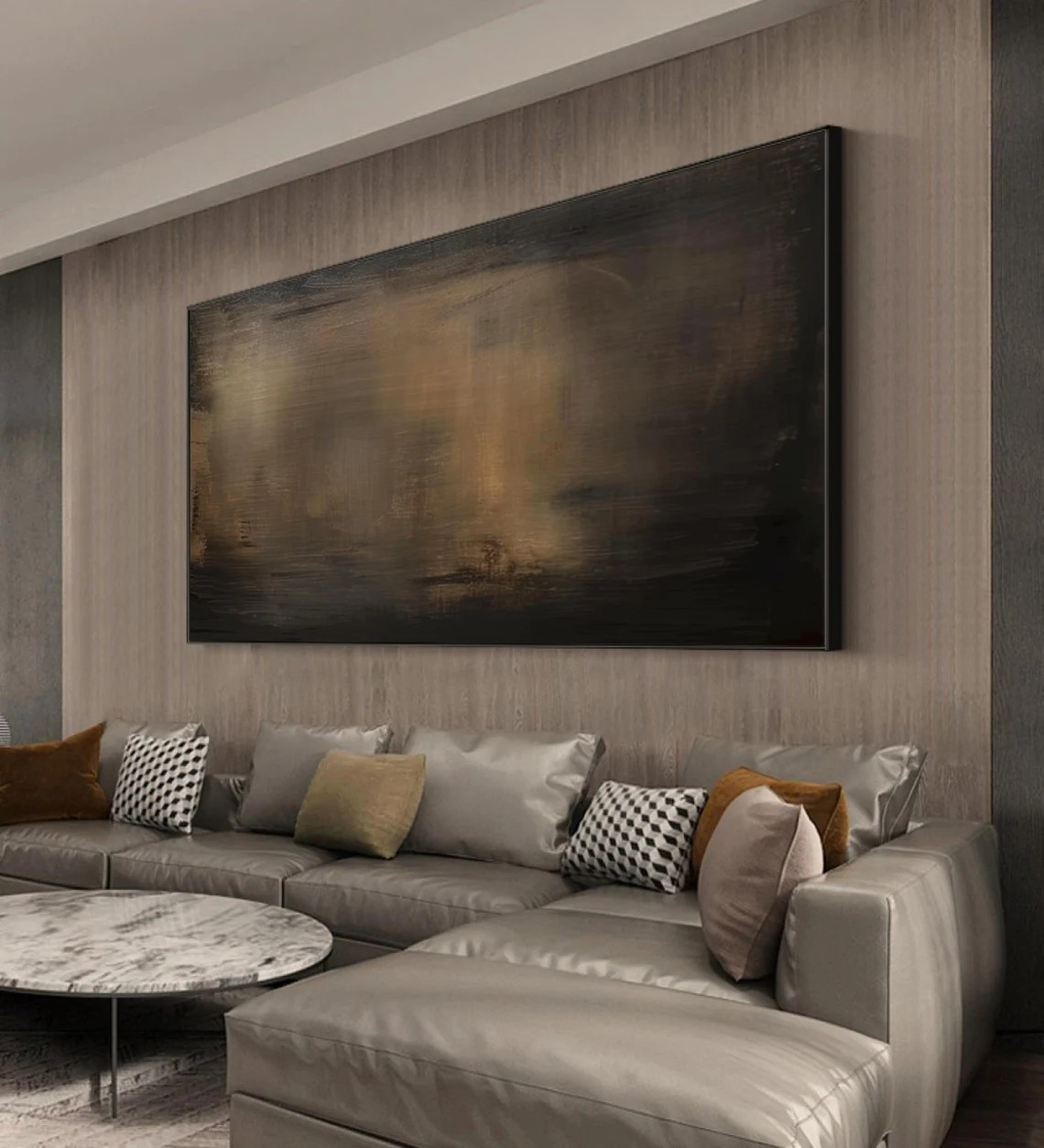 Dark Abstract Canvas Moody Minimalist Wall Art for Home Decor #AP 088